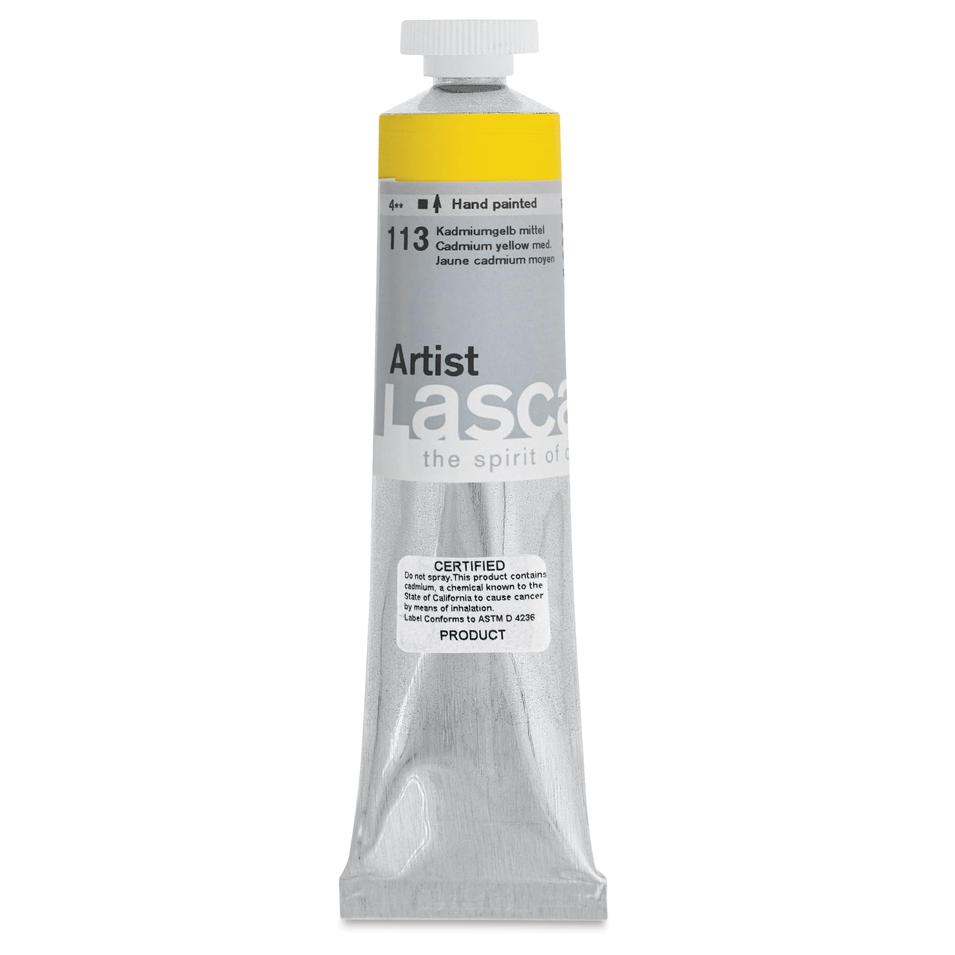 Lascaux Artist Acrylic Paints - 45 ml Cadmium Yellow tube upright
