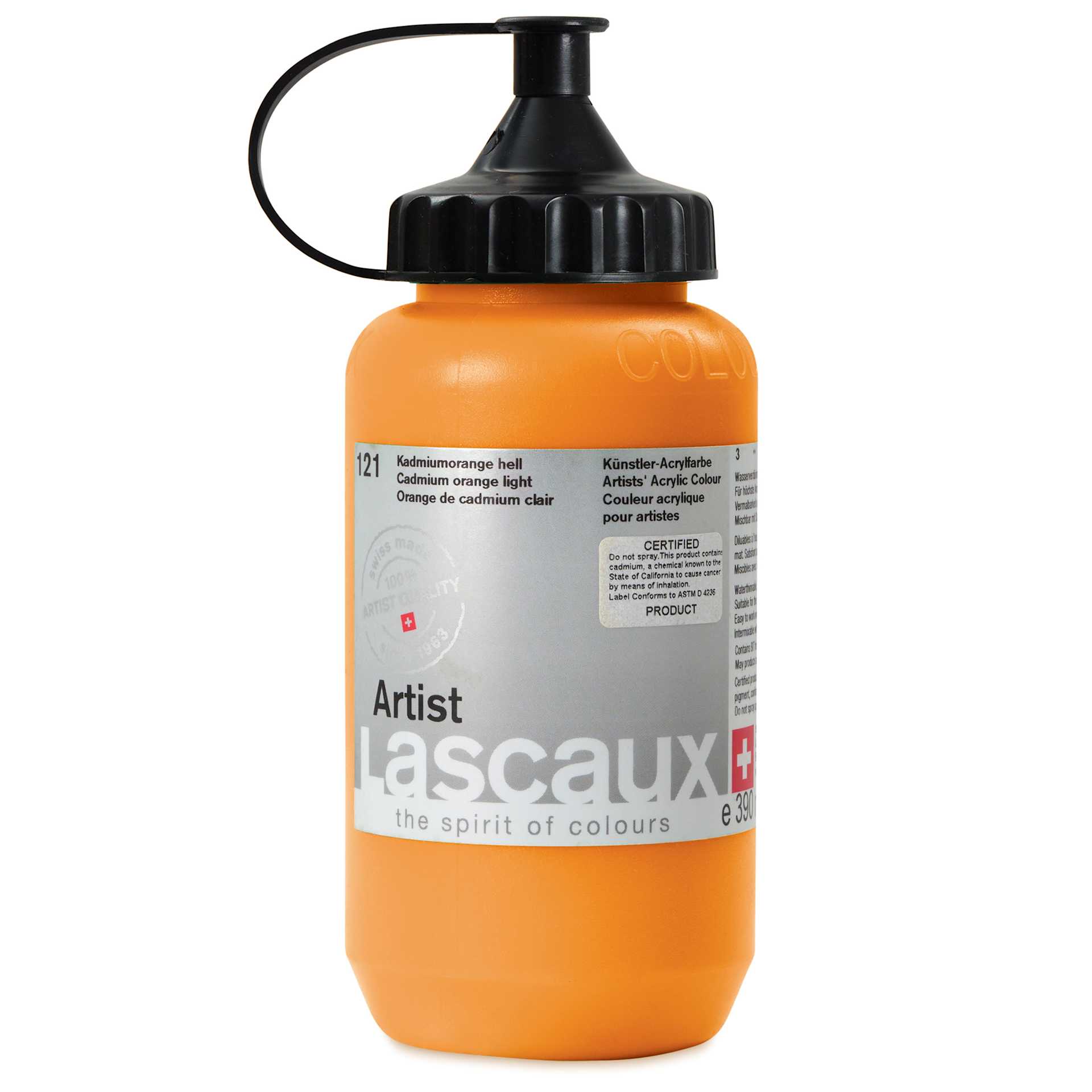 Lascaux Artist Acrylics - Cadmium Orange Light, 390 ml Bottle