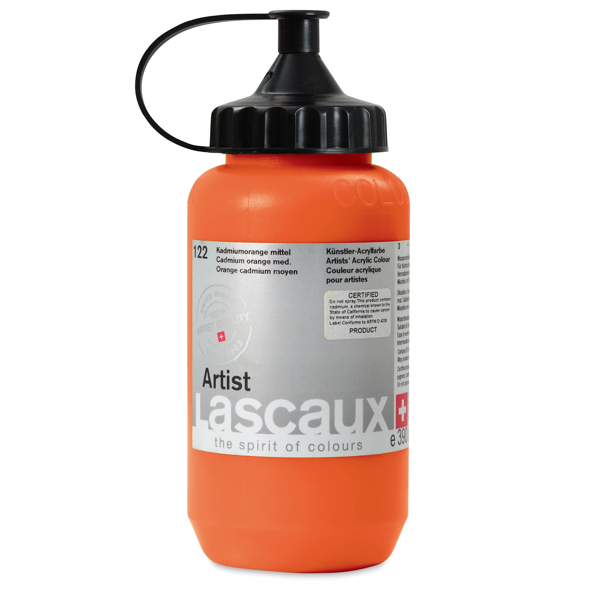 Lascaux Artist Acrylics - Cadmium Orange Medium, 390 ml Tube