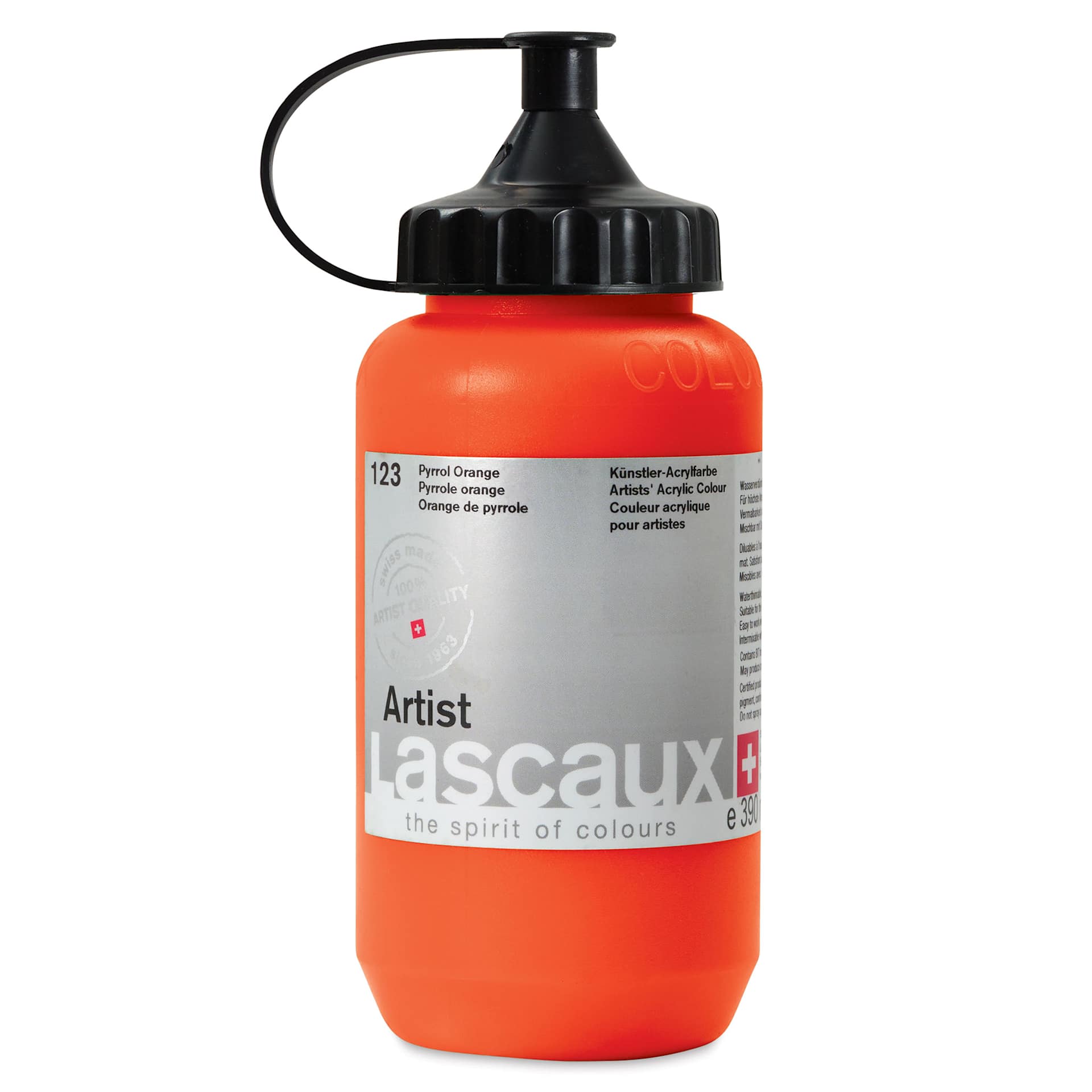 Lascaux Artist Acrylics - Pyrrole Orange, 390 ml Bottle