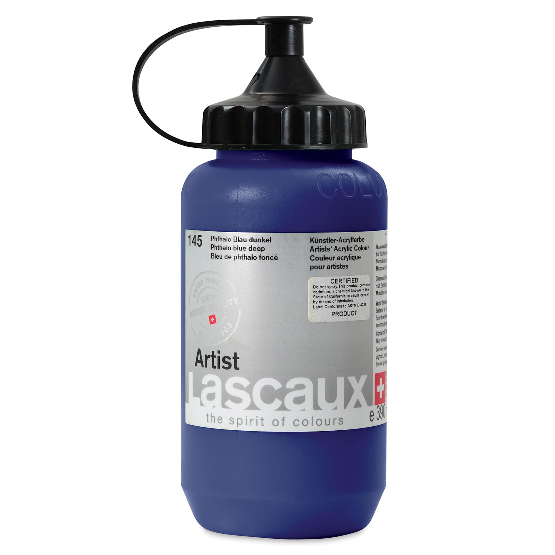 Lascaux Artist Acrylics - Phthalo Blue Deep, 390 ml Bottle