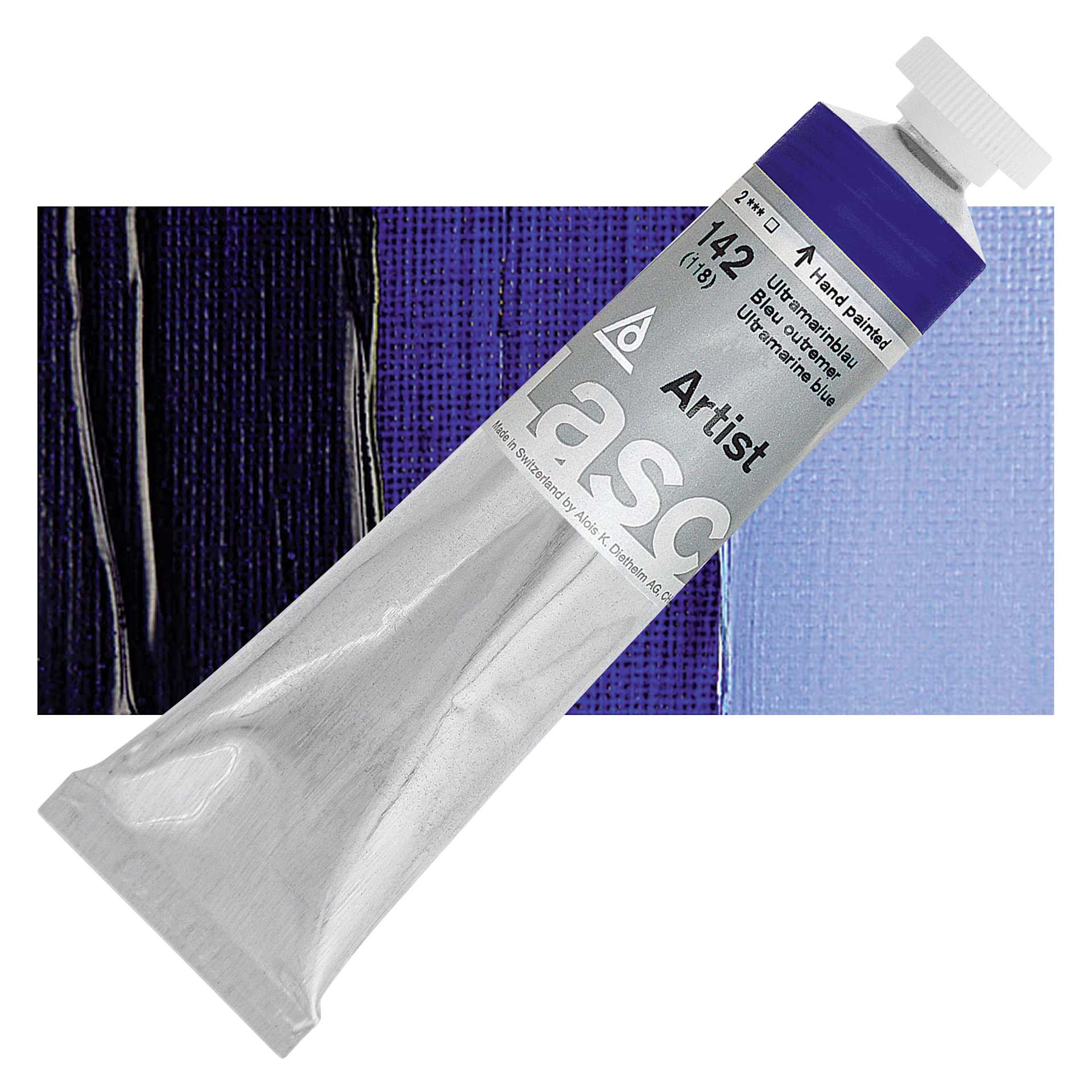 Lascaux Artist Acrylic - Ultramarine Blue, 45 ml tube and swatch