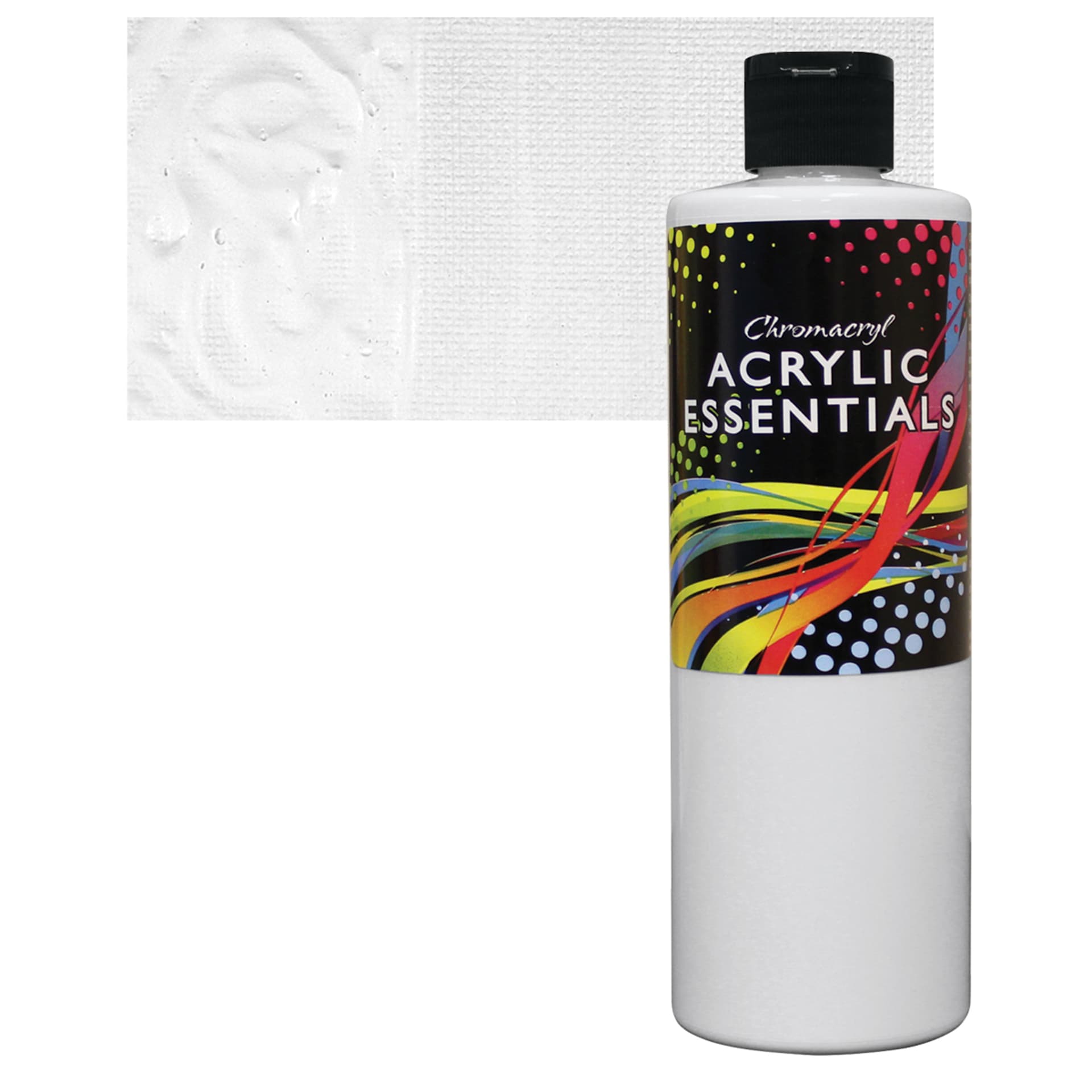 Chromacryl Acrylic Essentials - Block Out White, 500 ml bottle and swatch