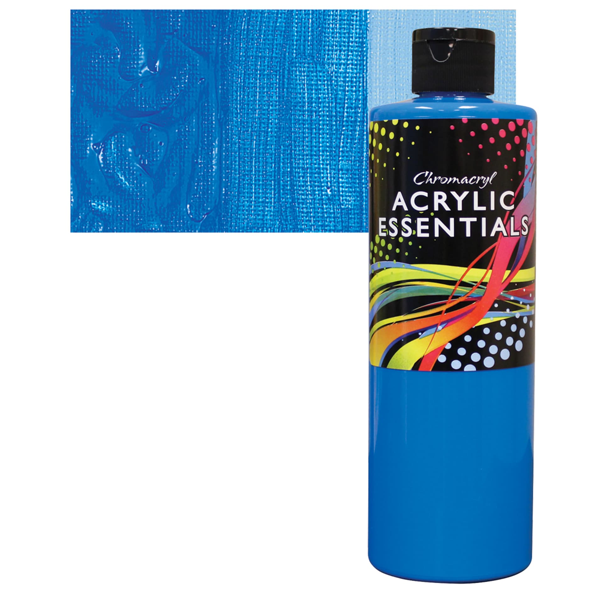 Chromacryl Acrylic Essentials - Cobalt Blue, 500 ml bottle and swatch