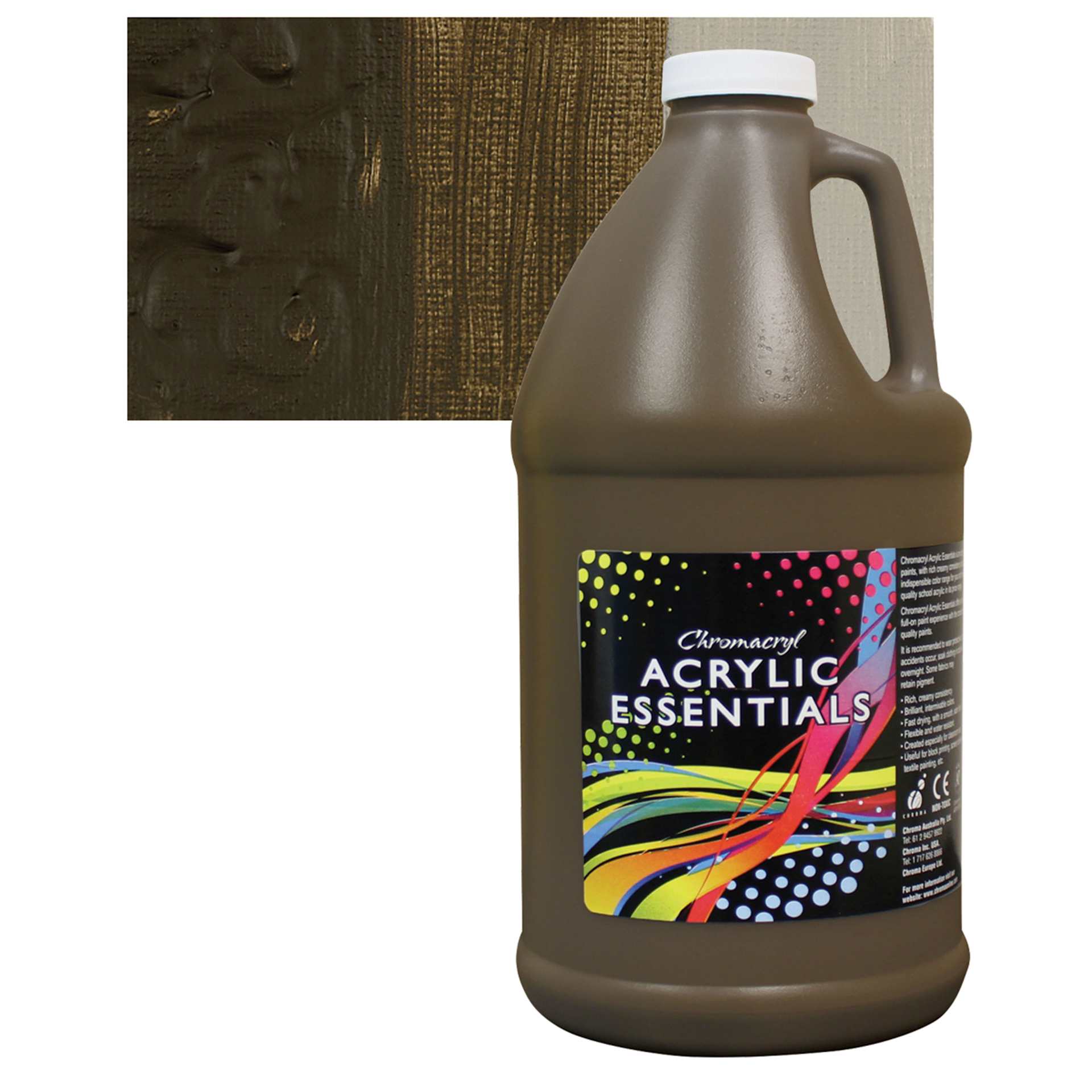 Chromacryl Acrylic Essentials - Raw Umber, 2 L and swatch