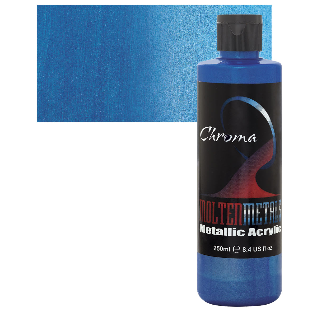 Chroma Molten Metals Acrylic - Regale Blue, 8.4 oz and swatch