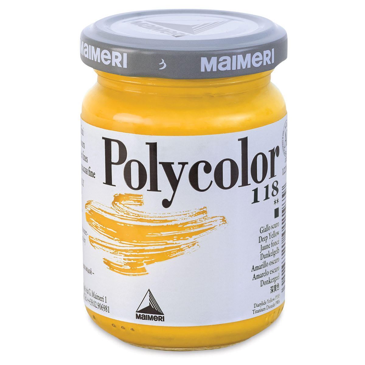 Maimeri Polycolor Vinyl Paints - Deep Yellow, 140 ml Jar