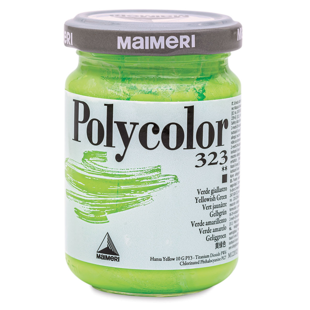 Maimeri Polycolor Vinyl Paints - Yellowish Green, 140 ml jar