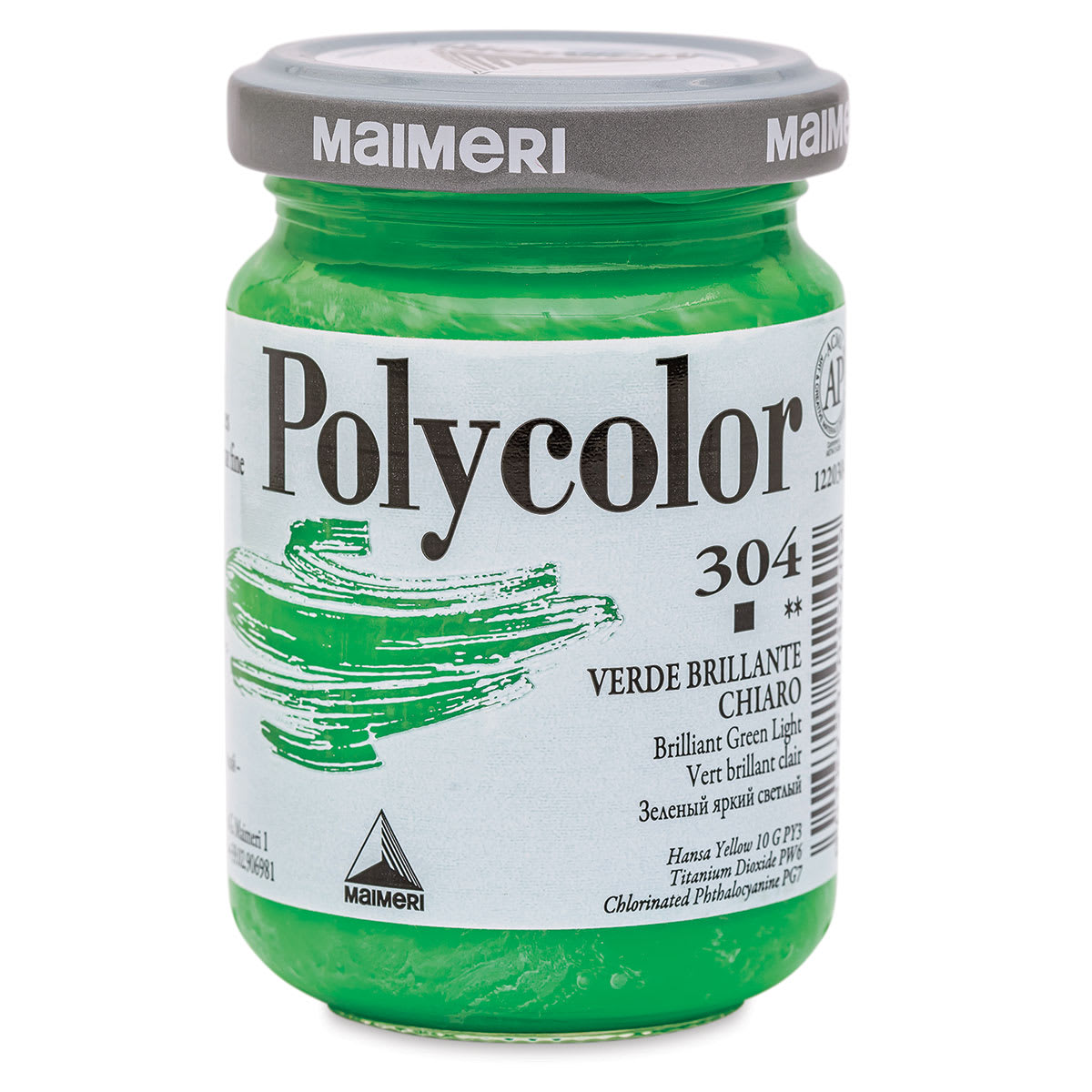 Maimeri Polycolor Vinyl Paints - Brilliant Green Light, 140 ml jar