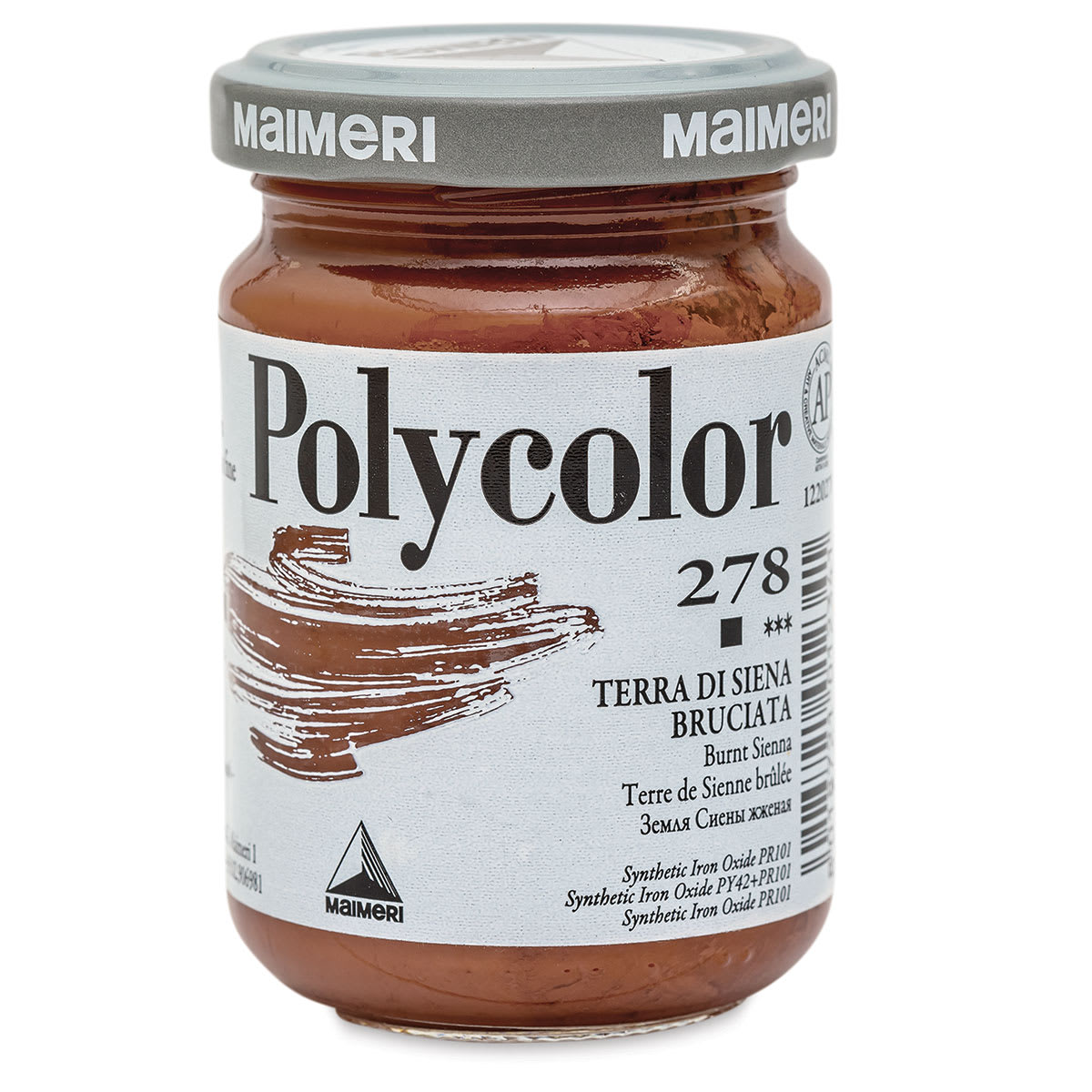 Maimeri Polycolor Vinyl Paints - Burnt Sienna, 140 ml jar