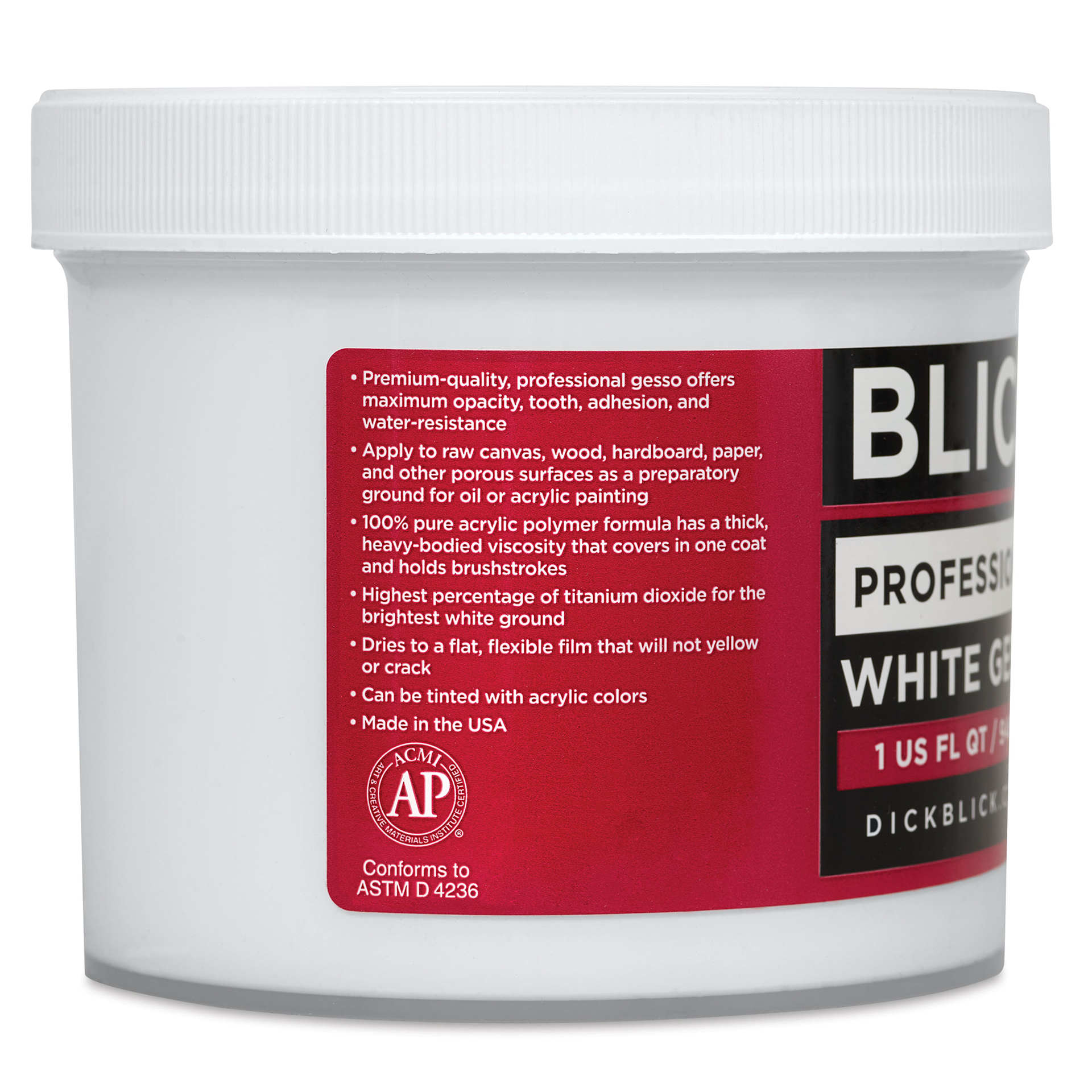 Blick Artists Acrylic Gesso - Professional White, Quart