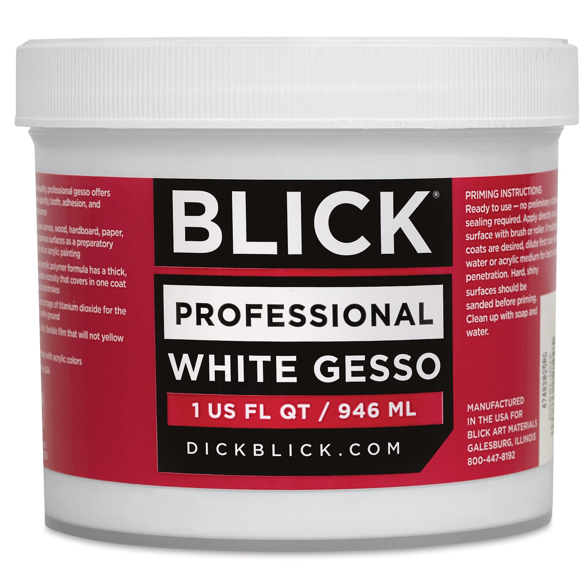 Blick Artists Acrylic Gesso - Professional White, Quart