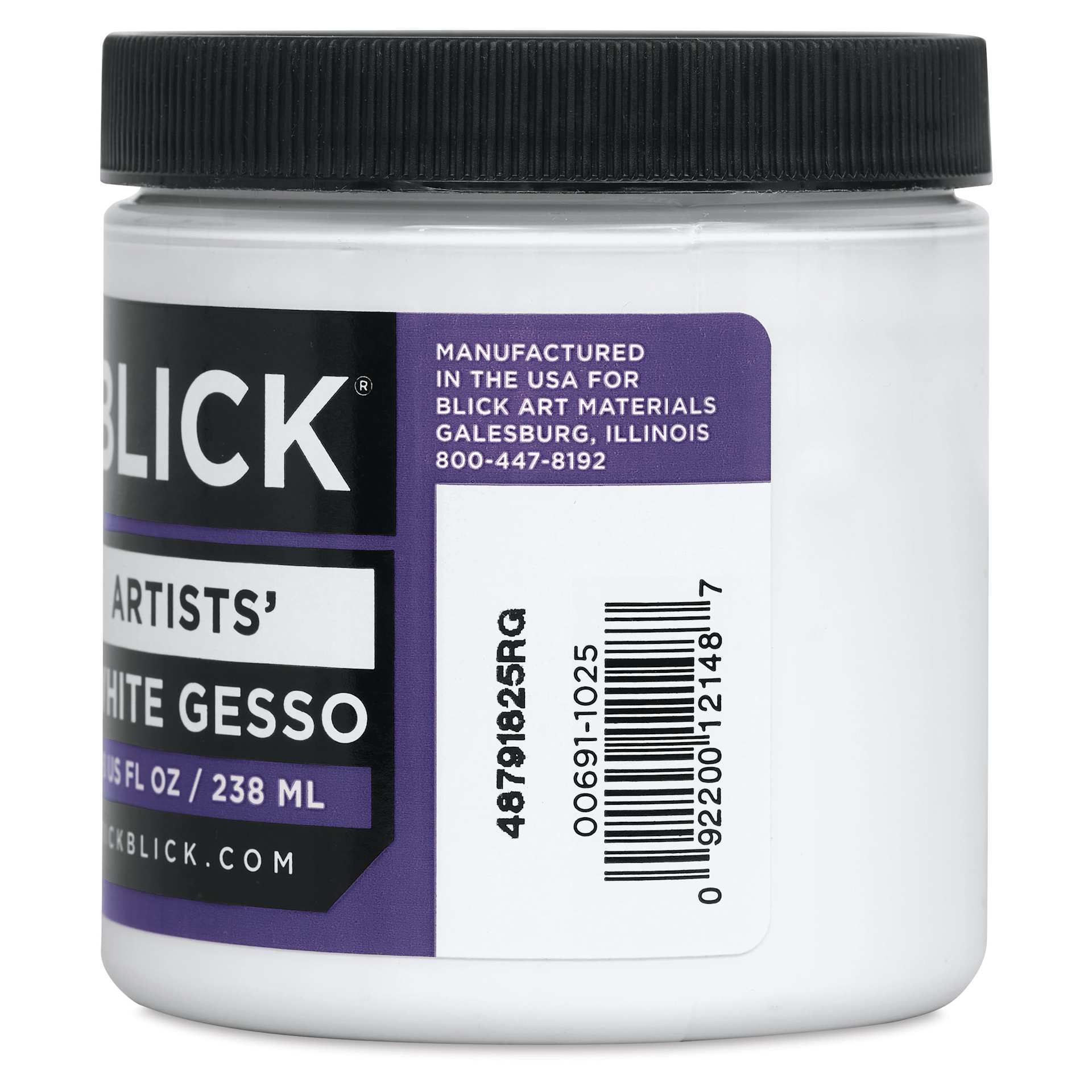 Blick Artists Acrylic Gesso - White, 8 oz jar, side label bar code