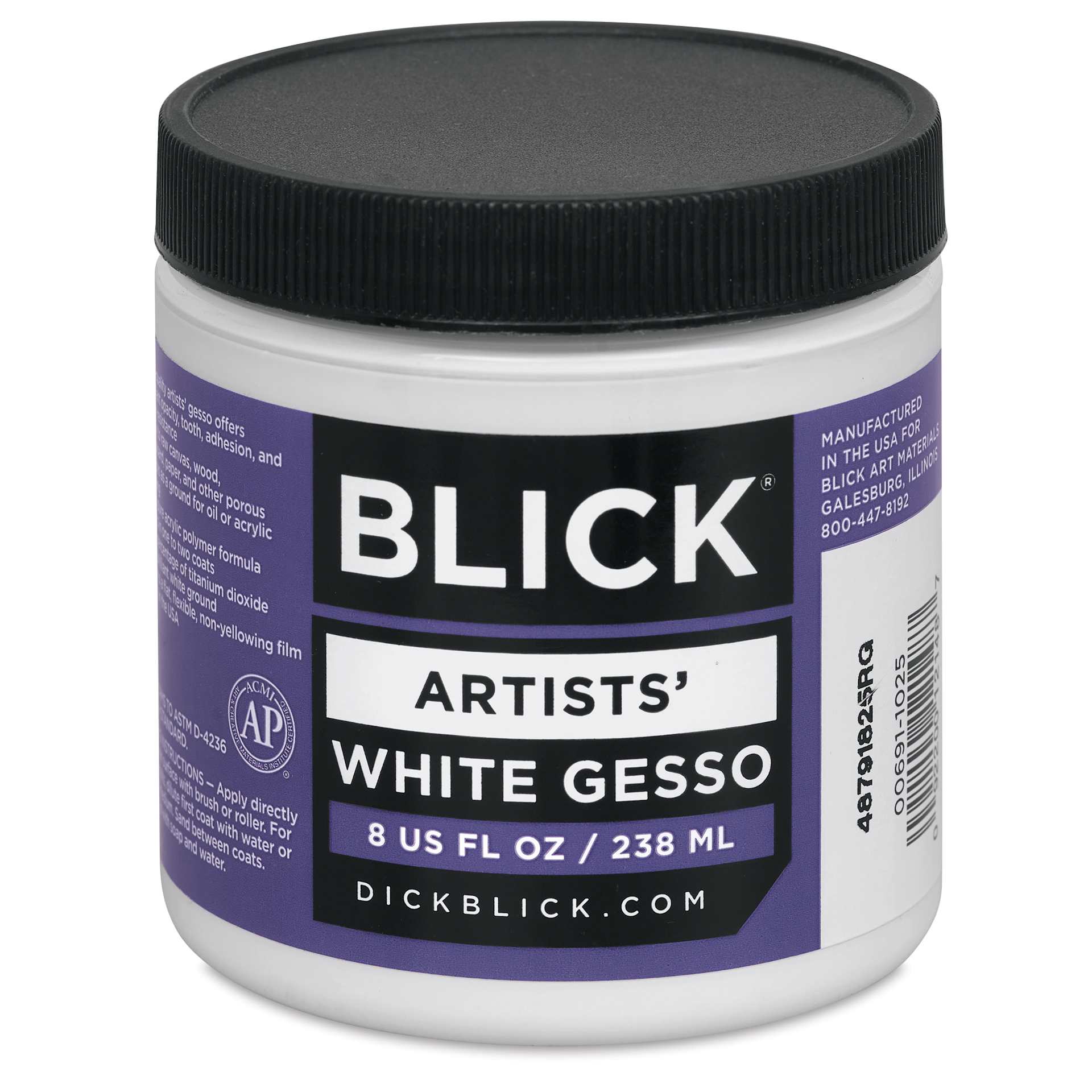 Blick Artists Acrylic Gesso - White, 8 oz jar, showing lid
