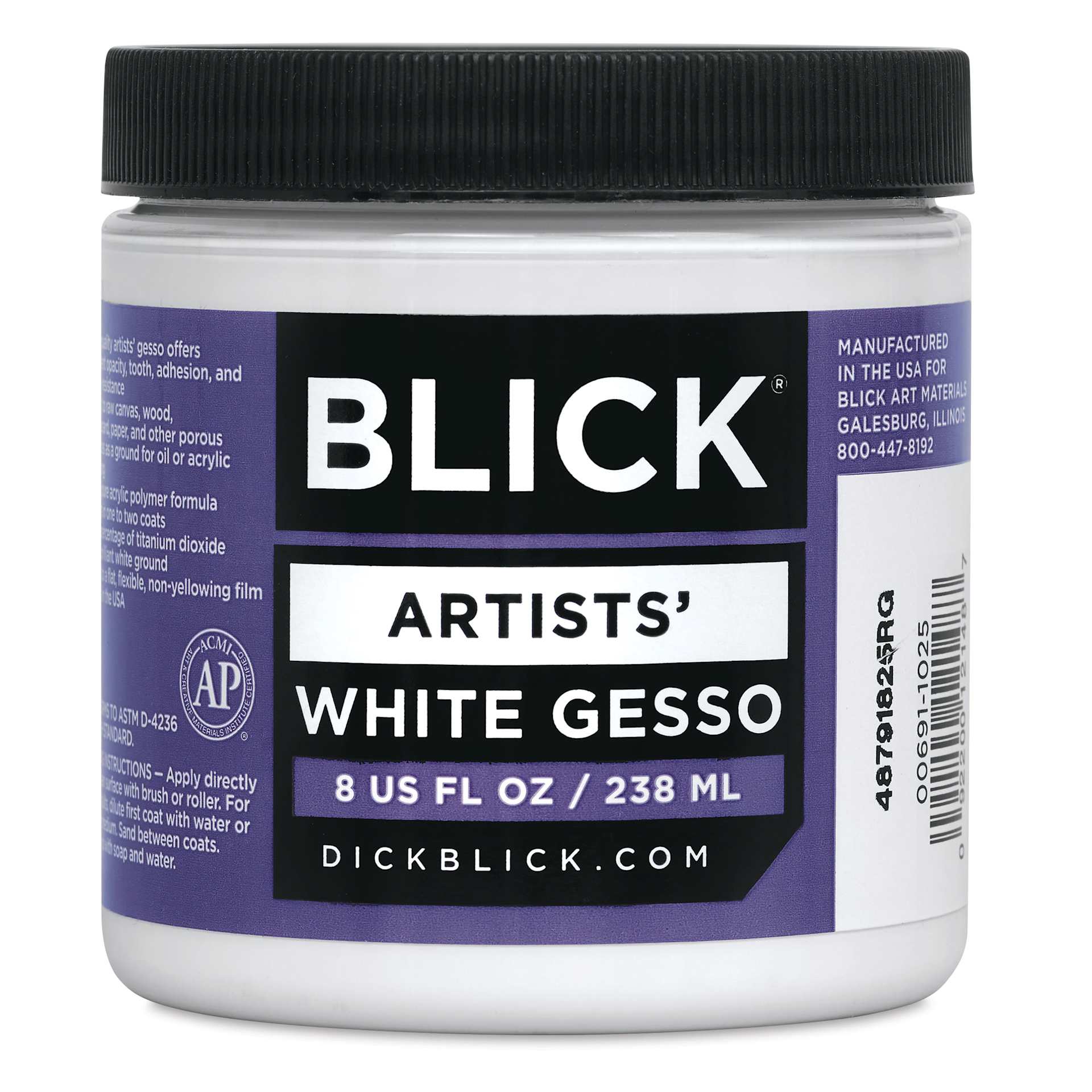 Blick Artists Acrylic Gesso - White, 8 oz jar, front label