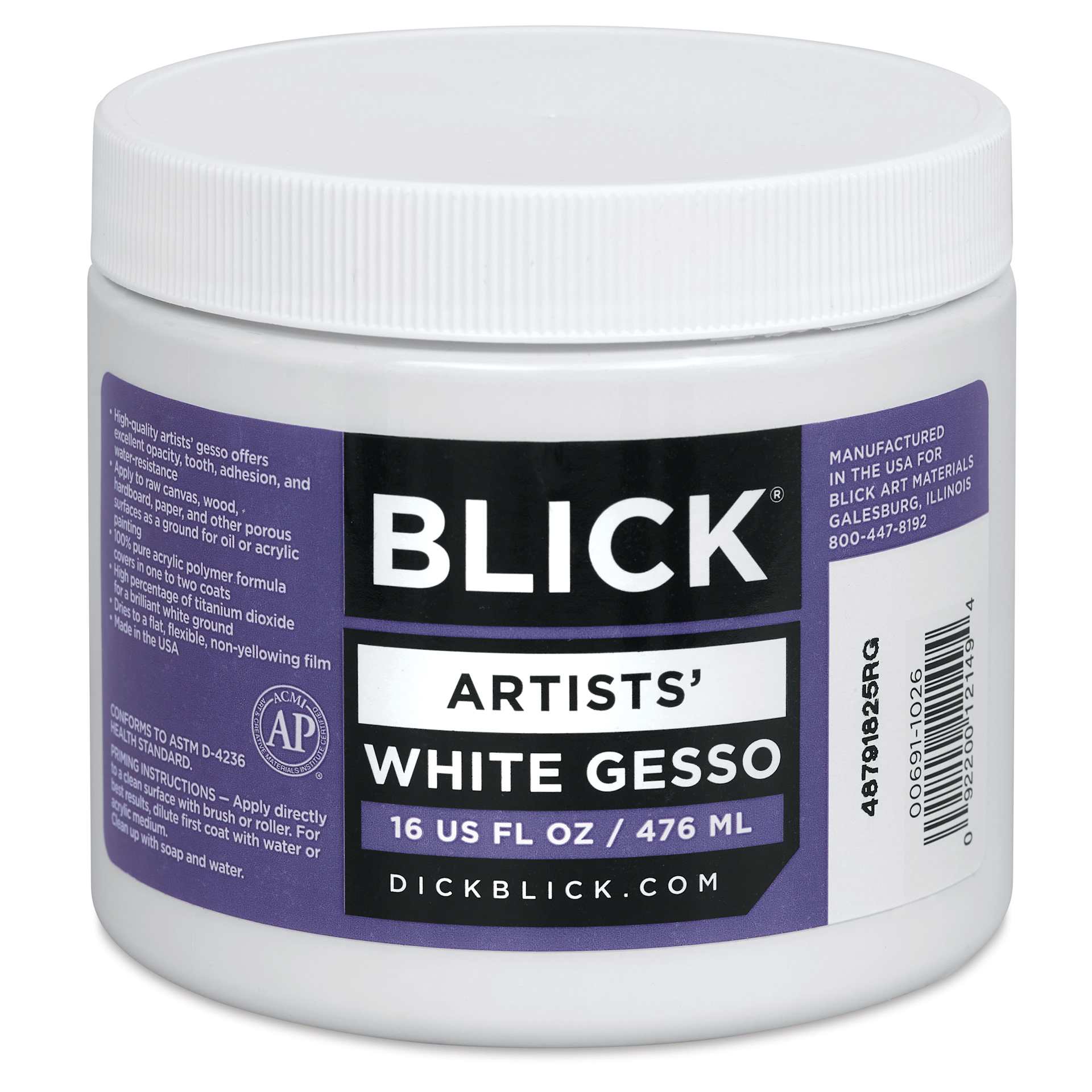 Blick Artists Acrylic Gesso - White, 16 oz jar, view of lid