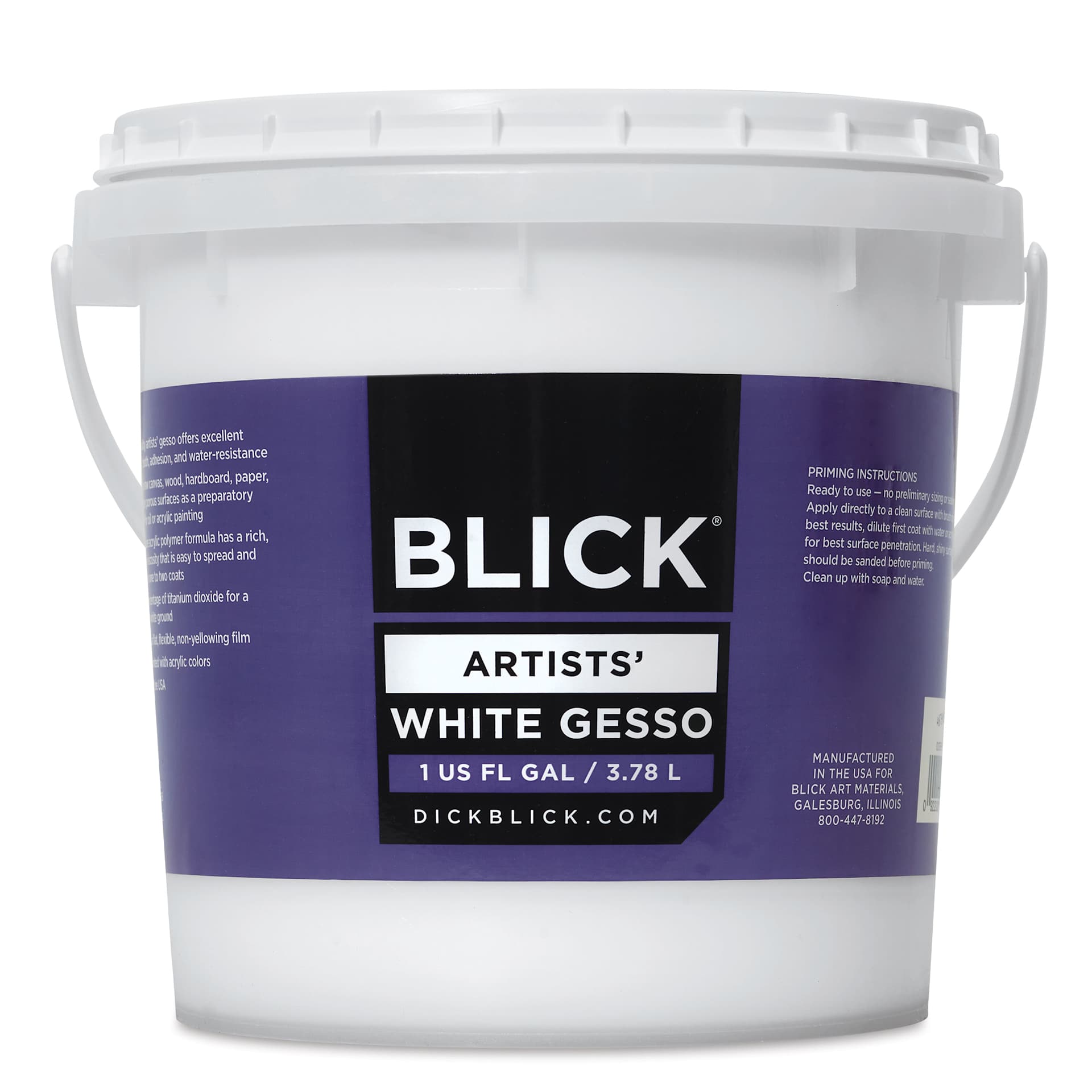 Blick Artists Acrylic Gesso - White, Gallon tub, front view