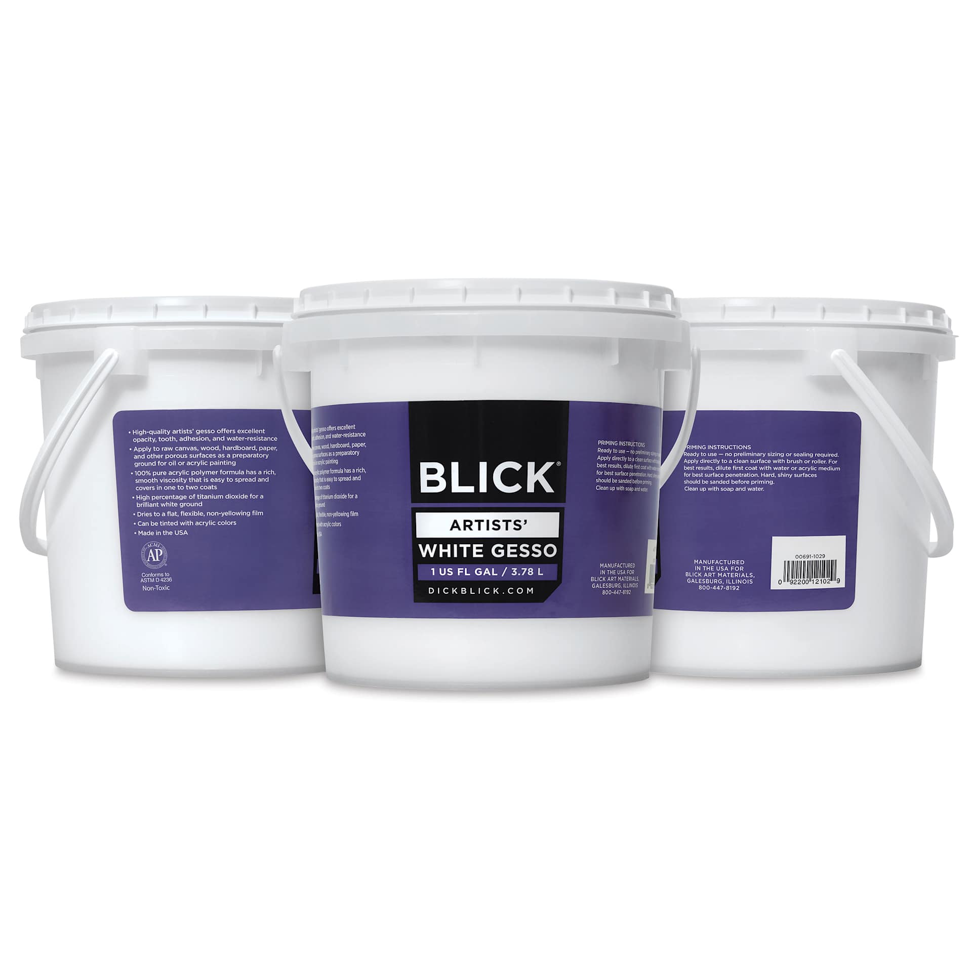 Blick Artists Acrylic Gesso - White, Gallon tub, labels