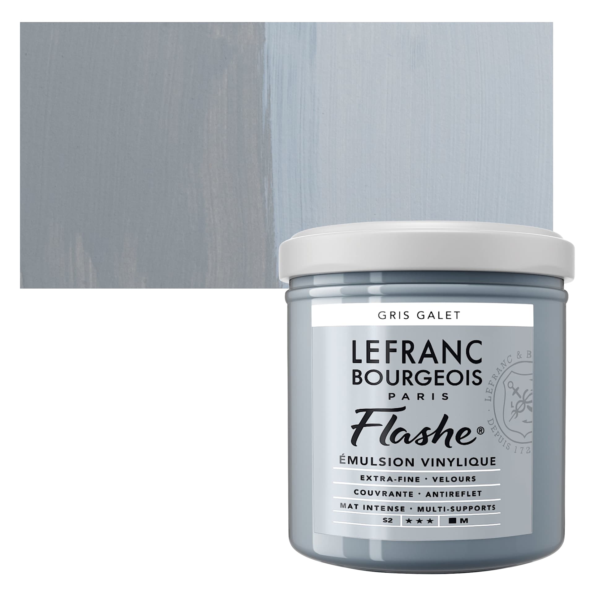 Lefranc & Bourgeois Flashe Vinyl Paint - Stone Gray, 125 ml jar and swatch