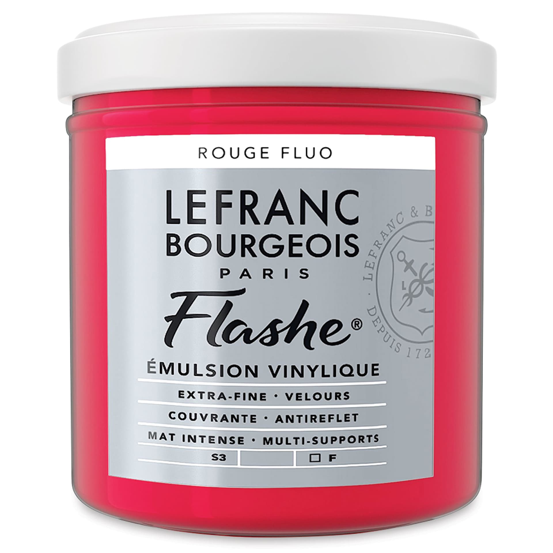 Lefranc & Bourgeois Flashe Vinyl Paint - Fluorescent Red, 125 ml jar