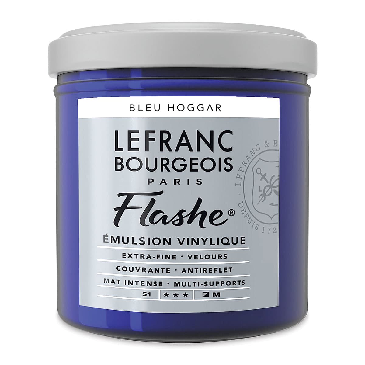 Lefranc & Bourgeois Flashe Vinyl Paint - Front of 125 ml Phthalo Blue jar