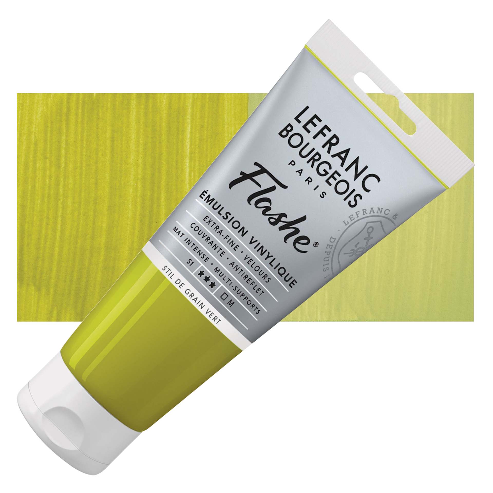 Lefranc & Bourgeois Flashe Vinyl Paint - Stil de Grain Green, 80 ml tube and swatch