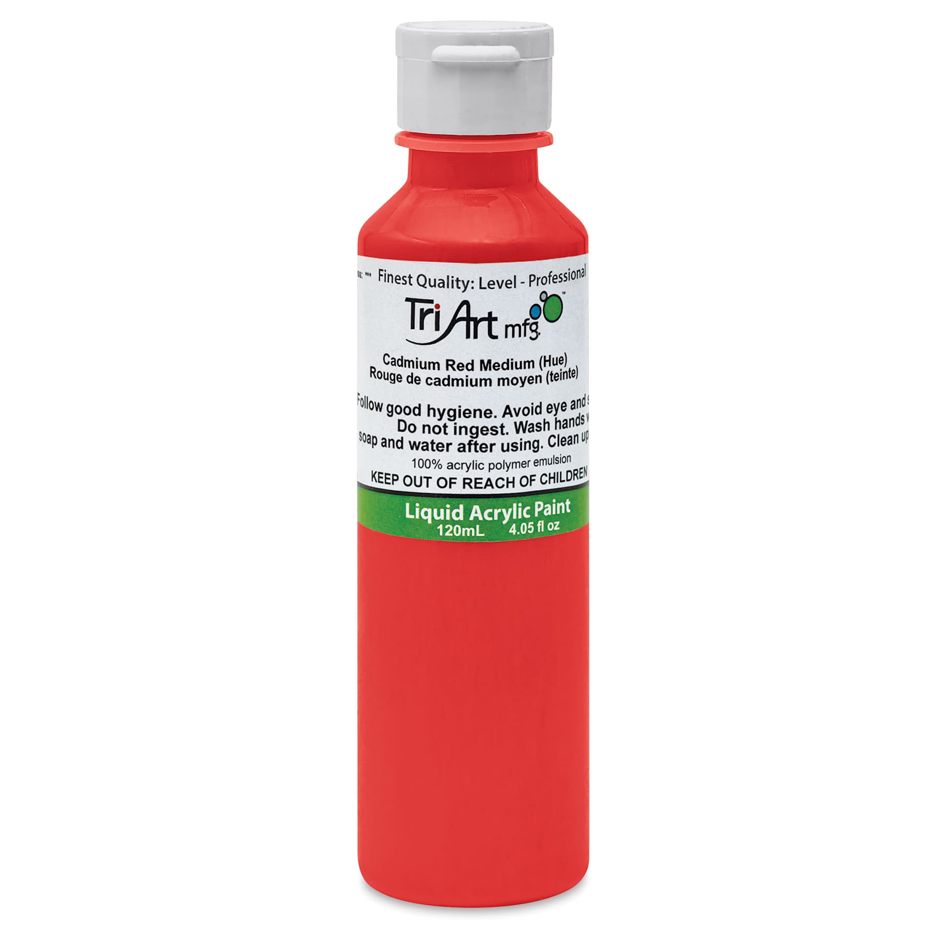Tri-Art Liquid Artist Acrylics - Cadmium Red Medium Hue, 120 ml bottle
