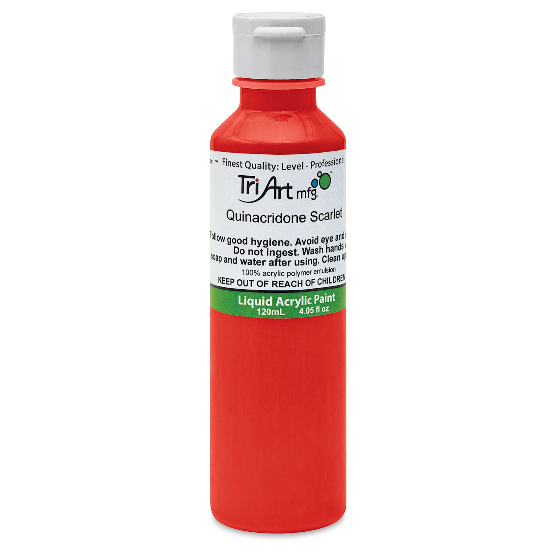 Tri-Art Liquid Artist Acrylics - Quinacridone Scarlet, 120 ml bottle