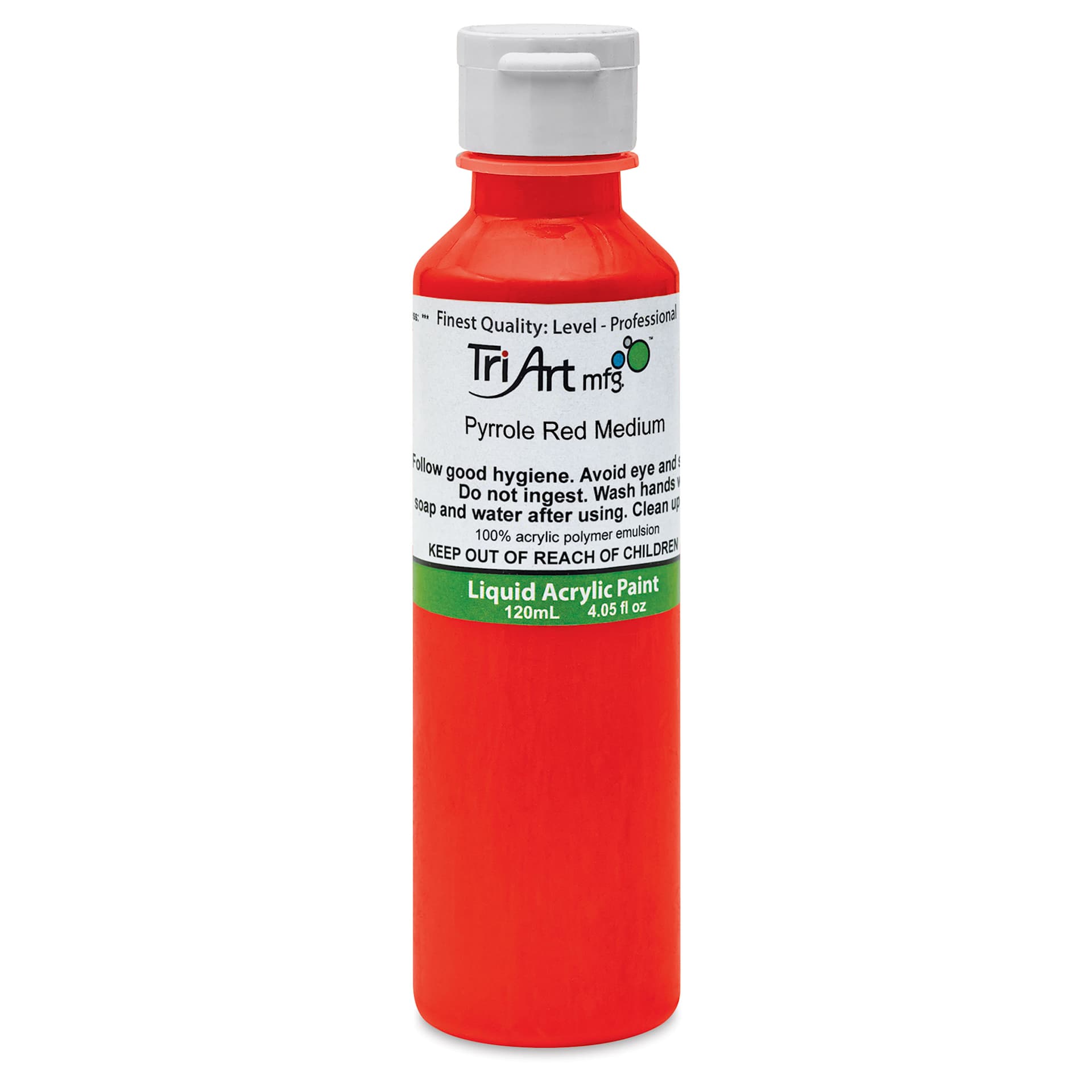 Tri-Art Liquid Artist Acrylics - Pyrrole Red Medium, 120 ml bottle