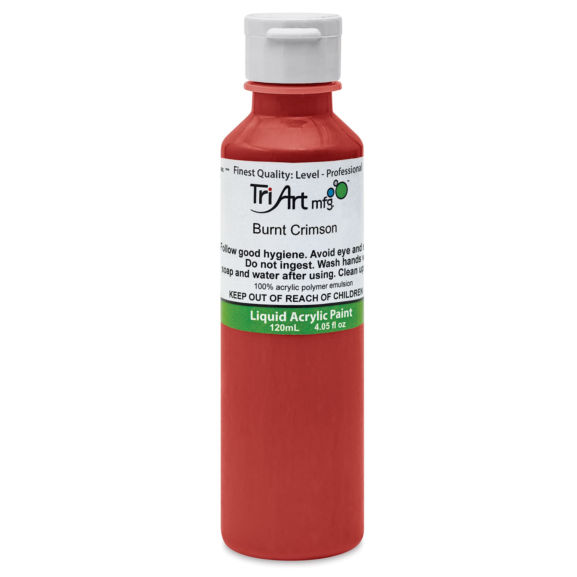Tri-Art Liquid Artist Acrylics - Burnt Crimson, 120 ml bottle