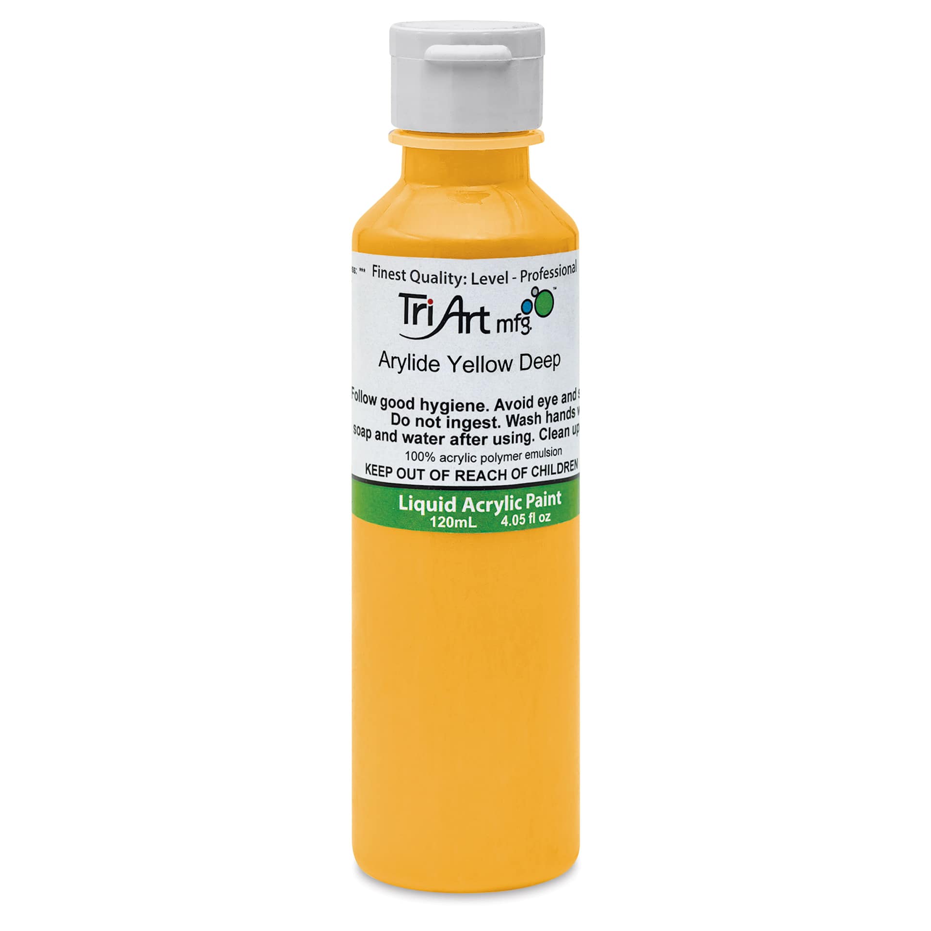 Tri-Art Liquid Artist Acrylics - Arylide Yellow Deep, 120 ml bottle