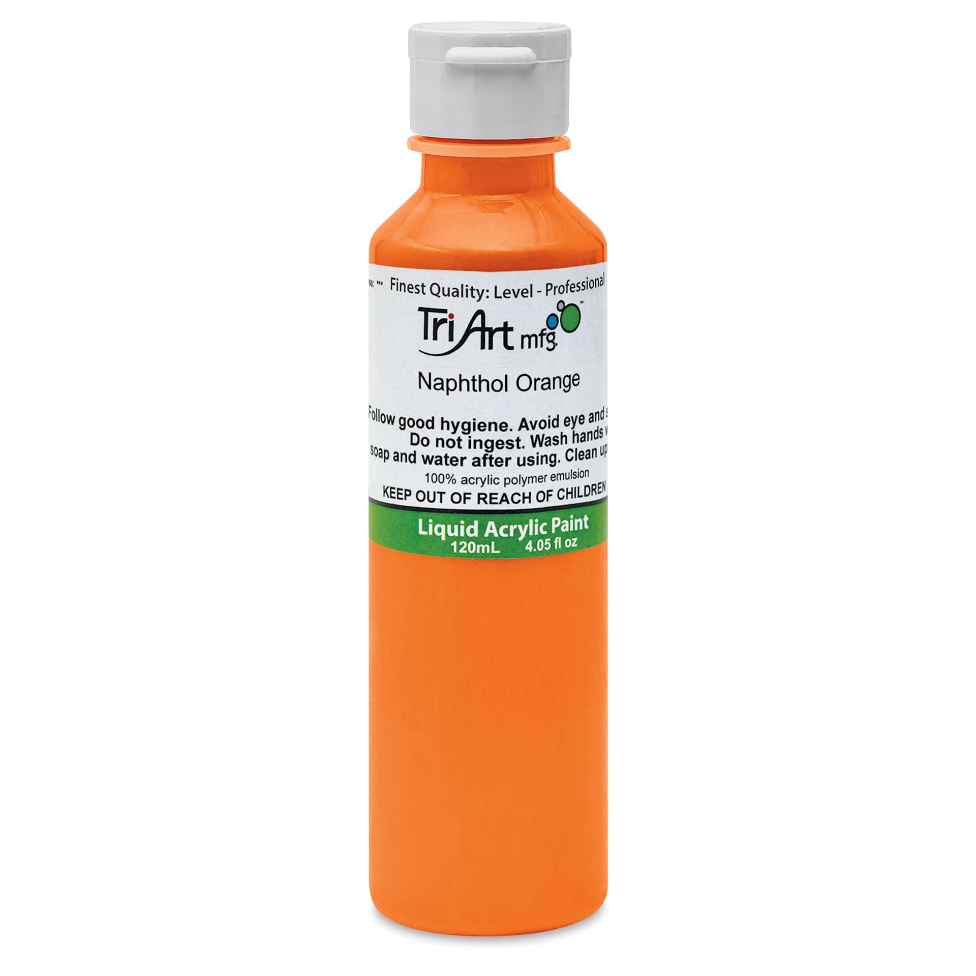 Tri-Art Liquid Artist Acrylics - Naphthol Orange, 120 ml bottle