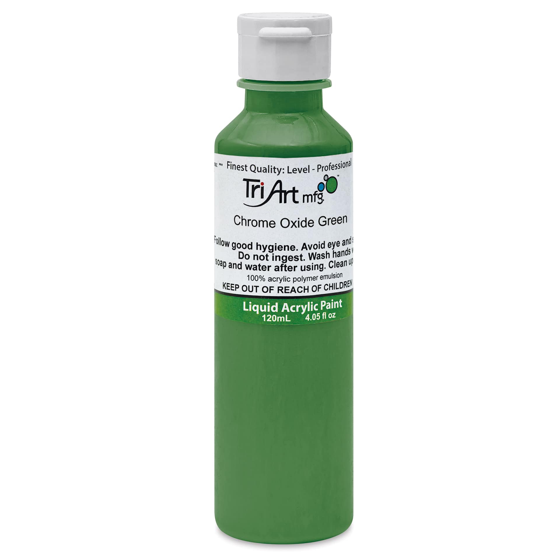 Tri-Art Liquid Artist Acrylics - Chromium Oxide Green, 120 ml bottle