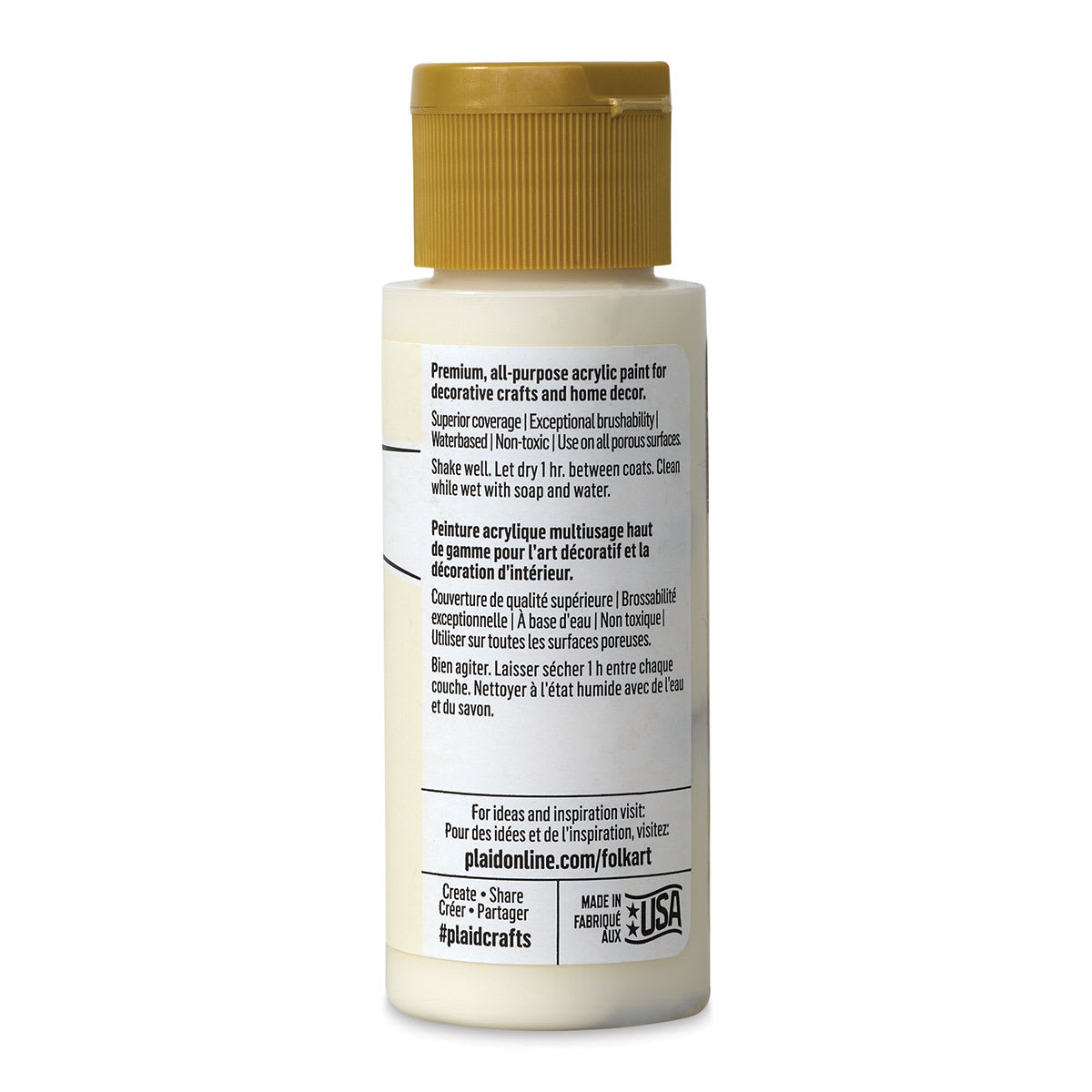 FolkArt Matte Acrylic Paint - Vintage White, 2 oz, Bottle (Back)