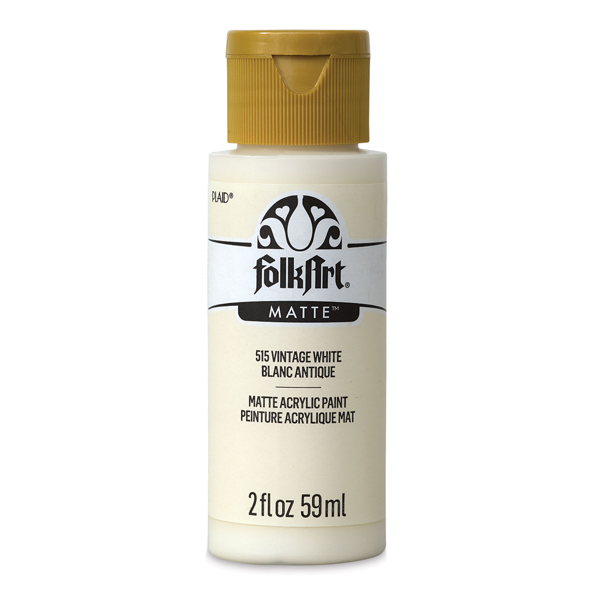 FolkArt Matte Acrylic Paint - Vintage White, 2 oz, Bottle (Front)