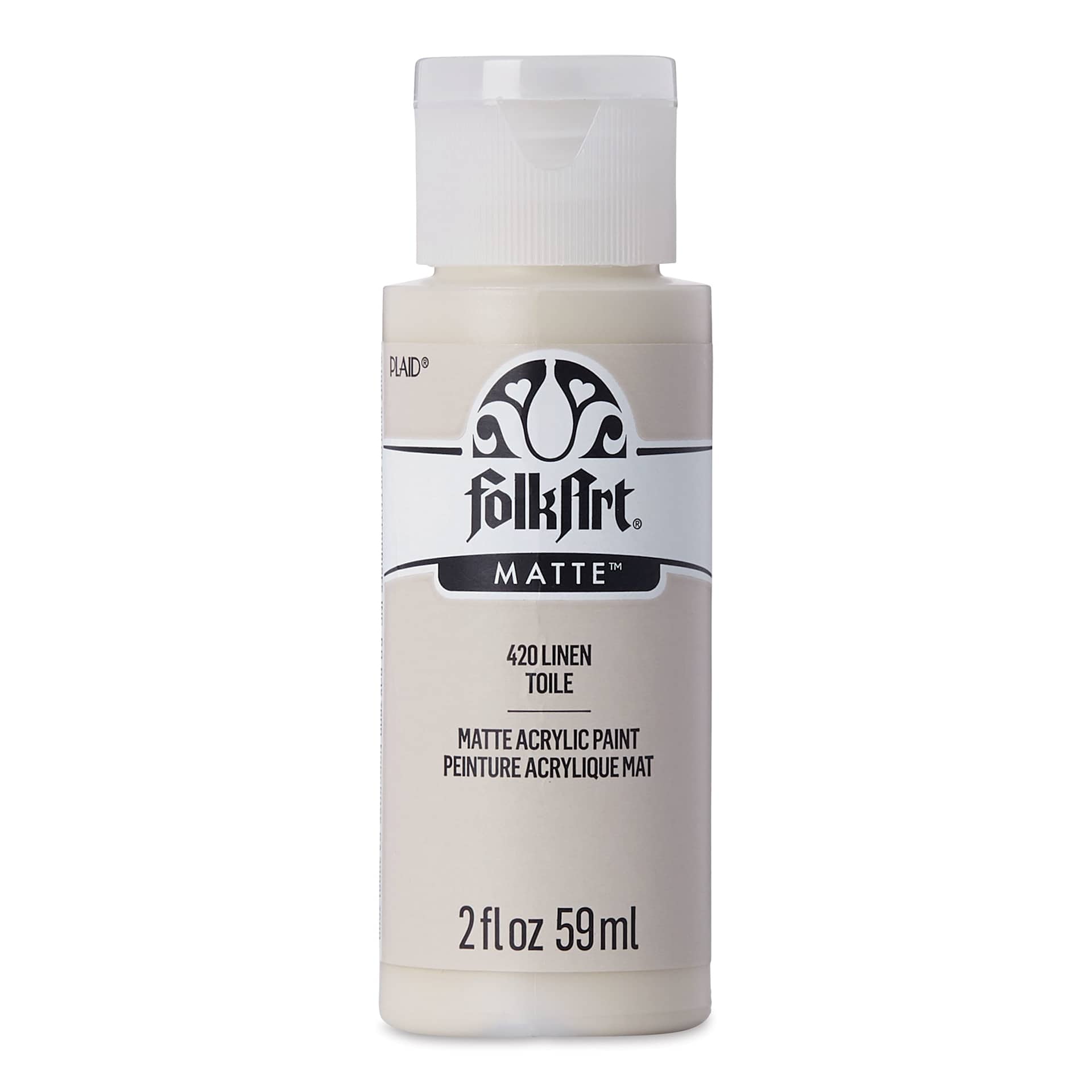 FolkArt Matte Acrylic Paint - Linen, 2 oz, Bottle (Front)