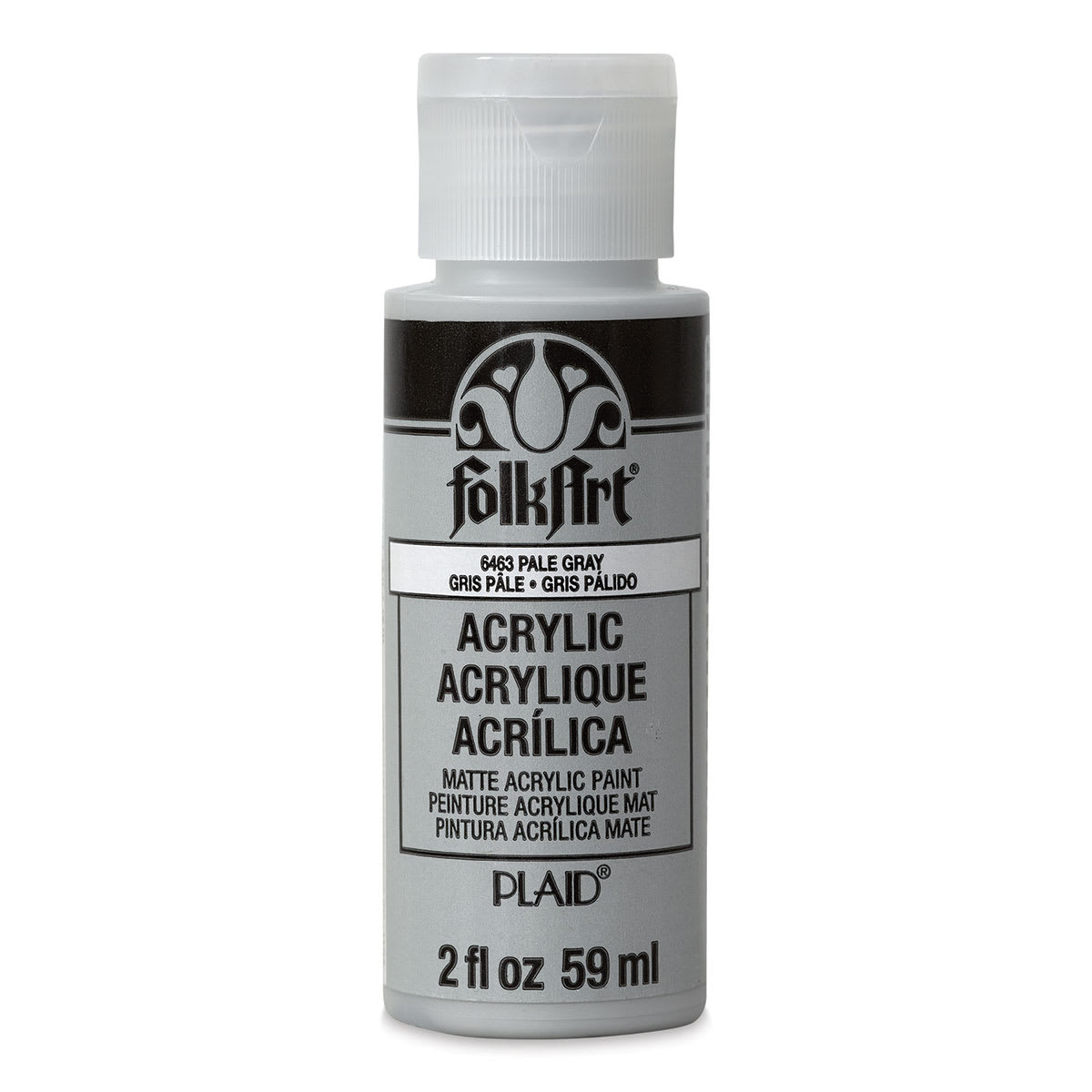 FolkArt Matte Acrylic Paint - Pale Gray, 2 oz, Bottle (Front)