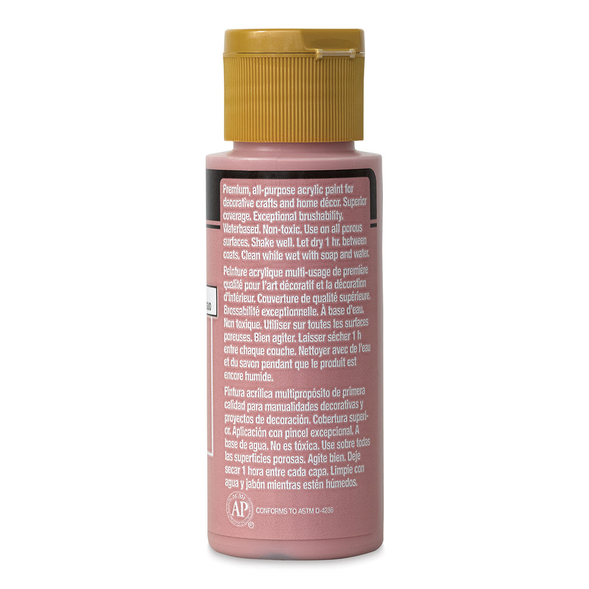 FolkArt Matte Acrylic Paint - Vintage Tea Rose, 2 oz, Bottle (Back)