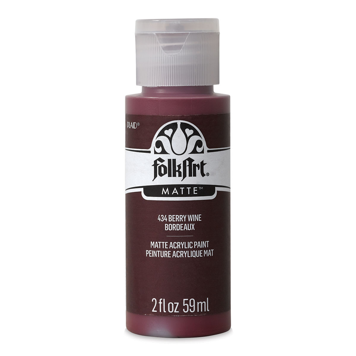 FolkArt Matte Acrylic Paint - Berry Wine, 2 oz, Bottle (Front)
