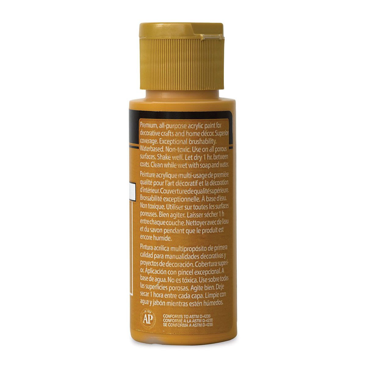FolkArt Matte Acrylic Paint - Yellow Ochre, 2 oz, Bottle (Back)