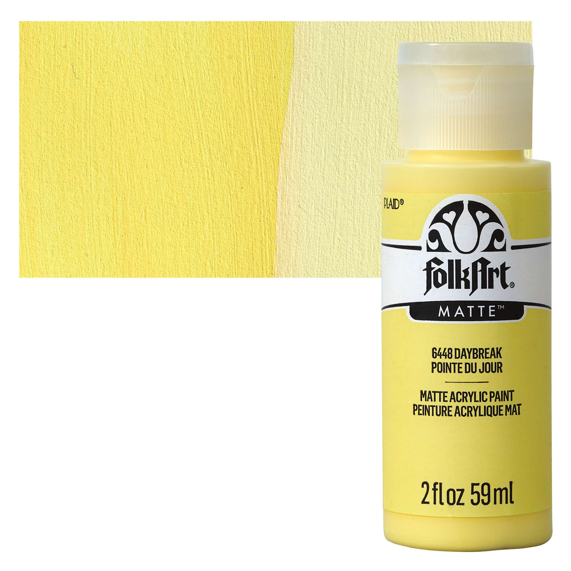 FolkArt Matte Acrylic Paint - Daybreak, 2 oz, Bottle and swatch