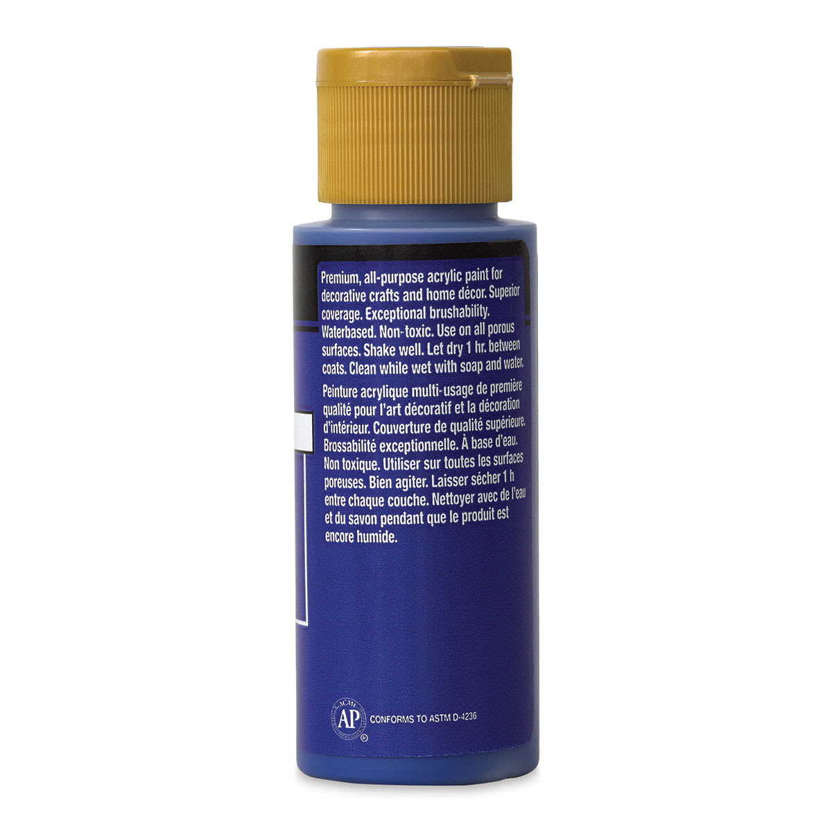 FolkArt Matte Acrylic Paint - Cobalt Hue, 2 oz, Bottle (Back)