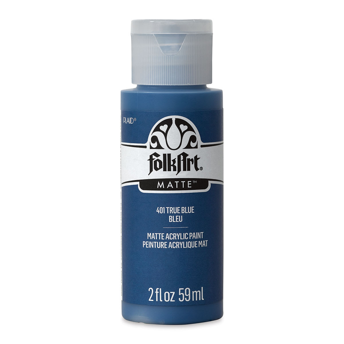 FolkArt Matte Acrylic Paint - True Blue, 2 oz, Bottle (Front)