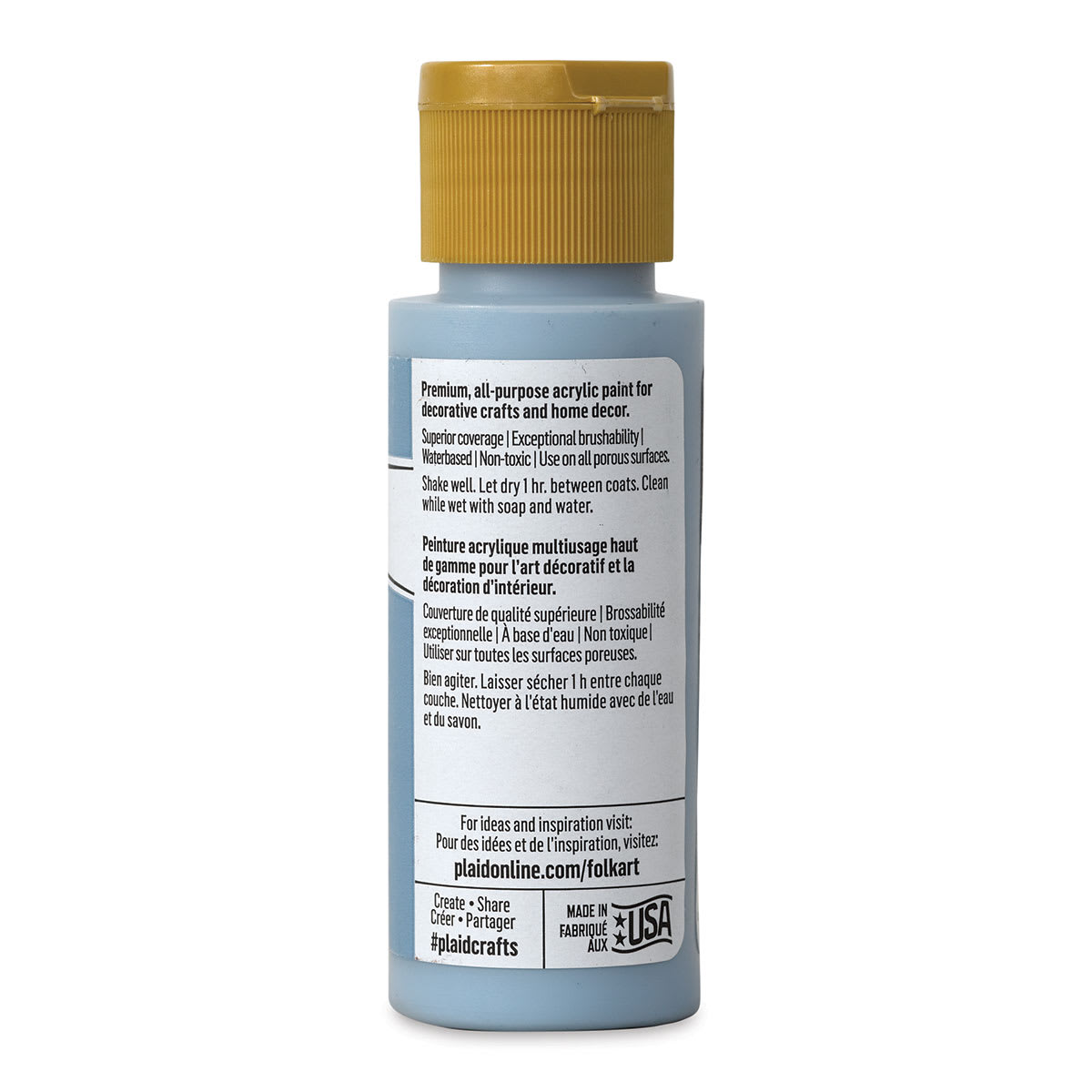 FolkArt Matte Acrylic Paint - French Blue, 2 oz, Bottle (Back)
