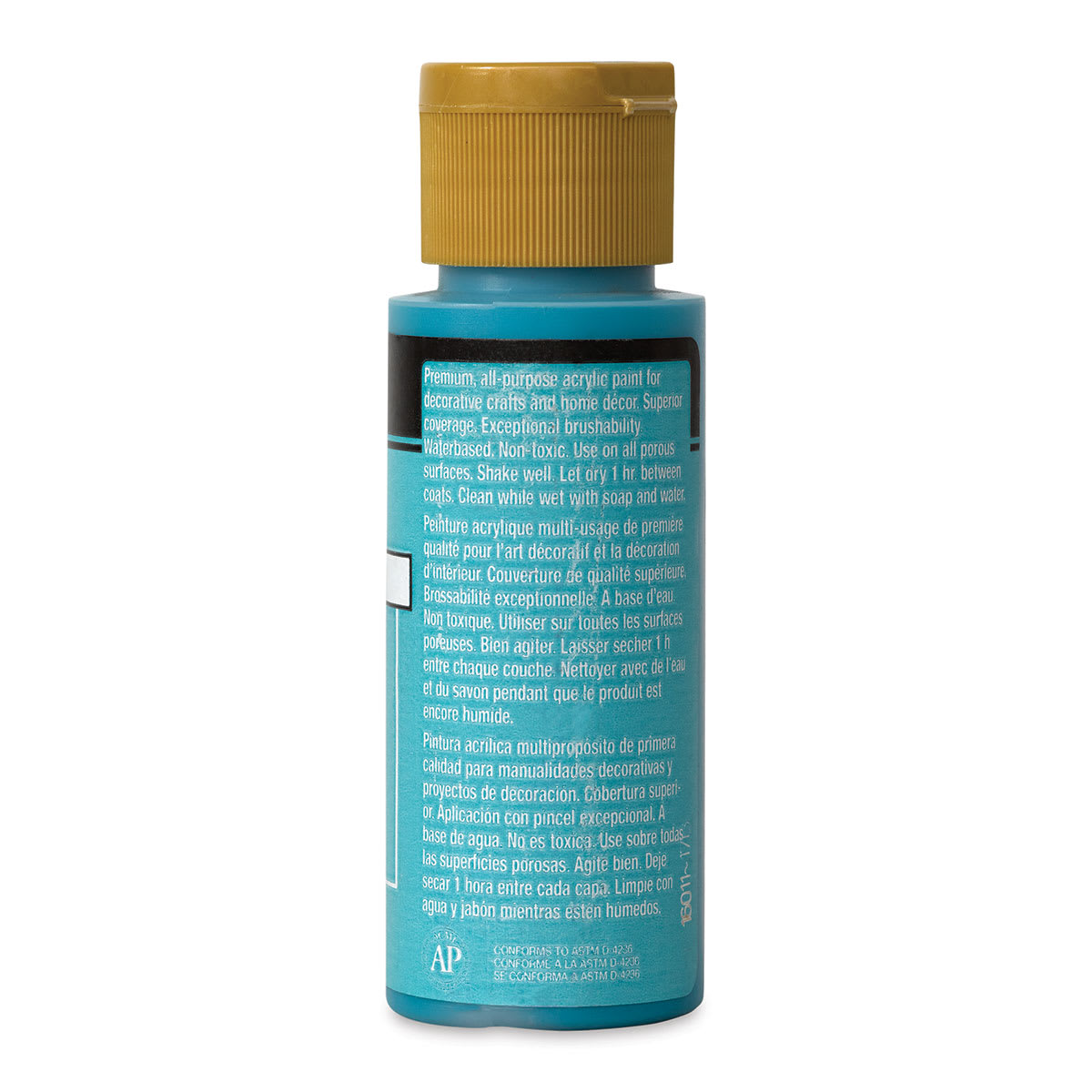 FolkArt Matte Acrylic Paint - Cayman Blue, 2 oz, Bottle (Back)