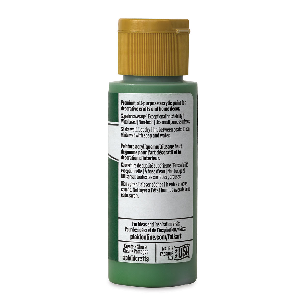 FolkArt Matte Acrylic Paint - Classsic Green, 2 oz, Bottle (Back)