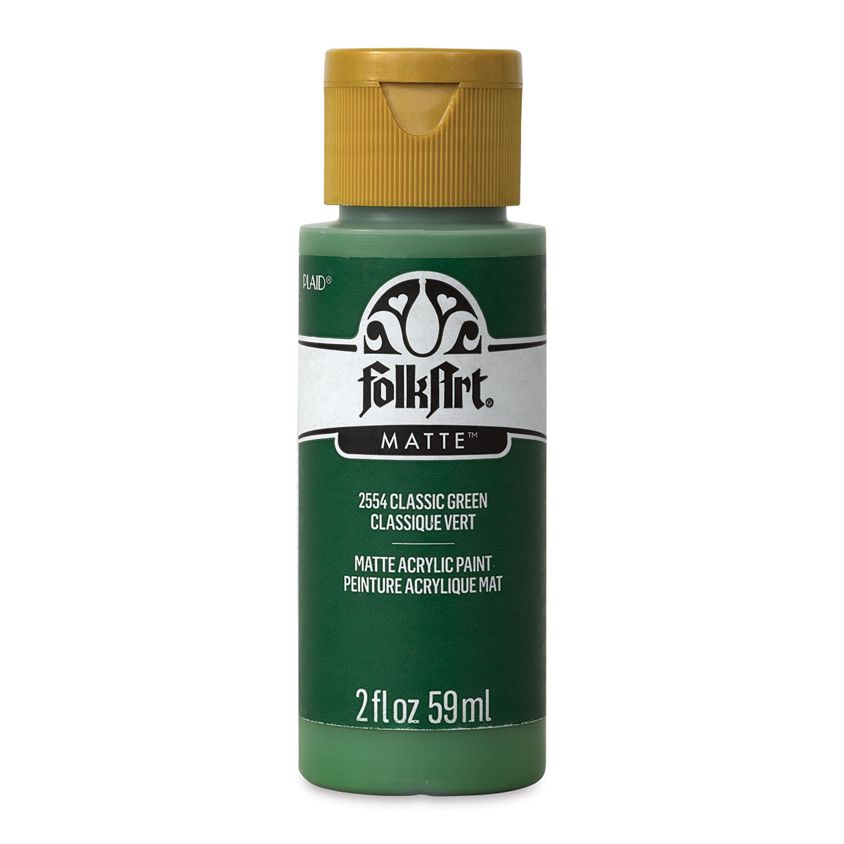 FolkArt Matte Acrylic Paint - Classsic Green, 2 oz, Bottle (Front)