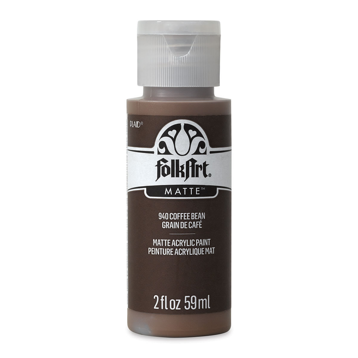 FolkArt Matte Acrylic Paint - Coffee Bean, 2 oz, Bottle (Front)