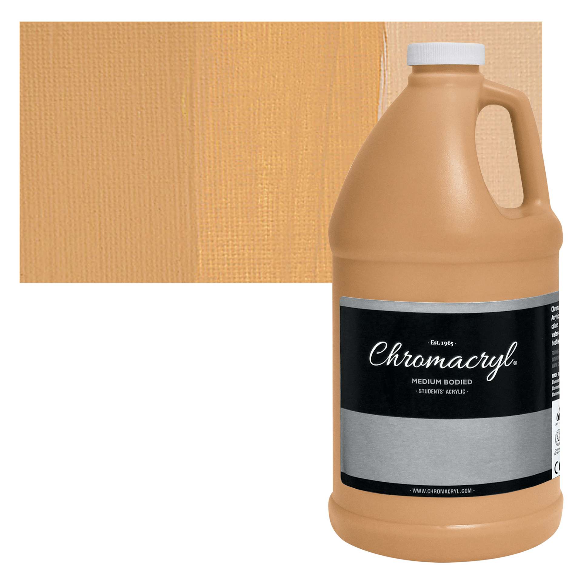 Chromacryl Students' Acrylic - Peach, 64 oz bottle and swatch
