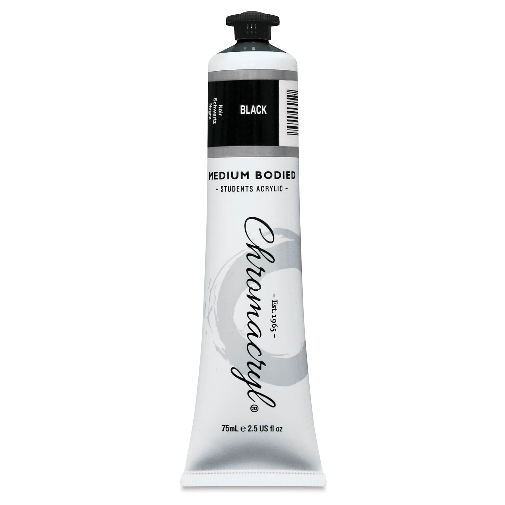 Chromacryl Students' Acrylics - Black, 2.5 oz tube